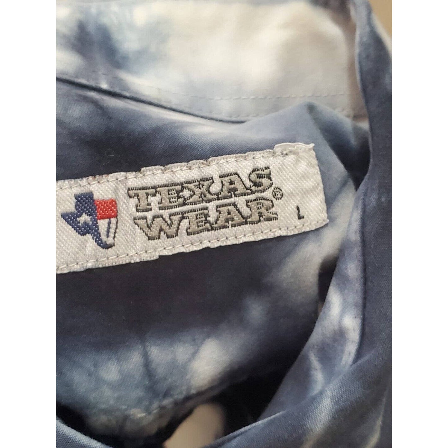 Texas Wear Men's White & Blue Cotton Collared Half Sleeve Button Down Shirt L
