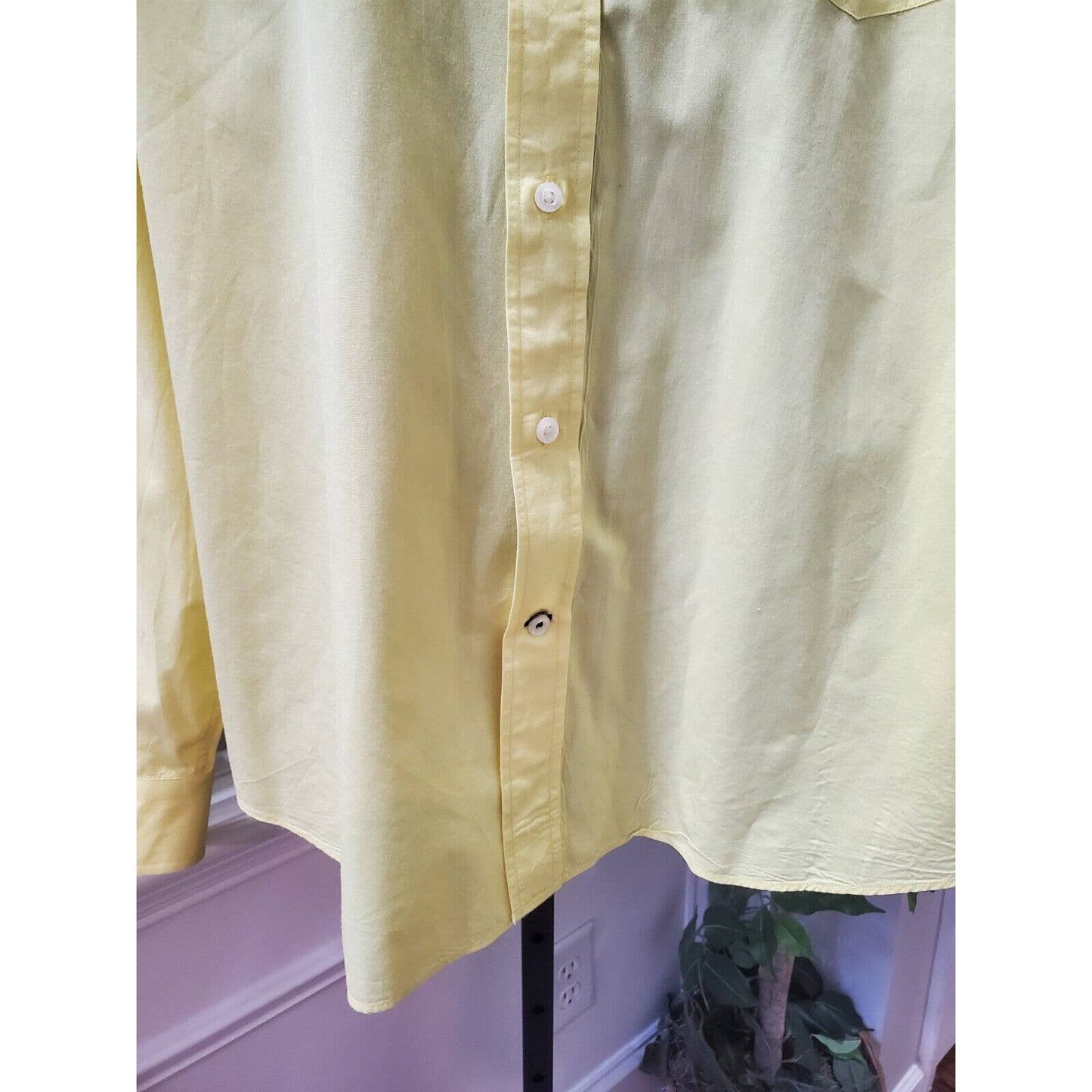 Nautica Men Yellow Cotton Collared Long Sleeve Casual Button Down Shirt Size XL