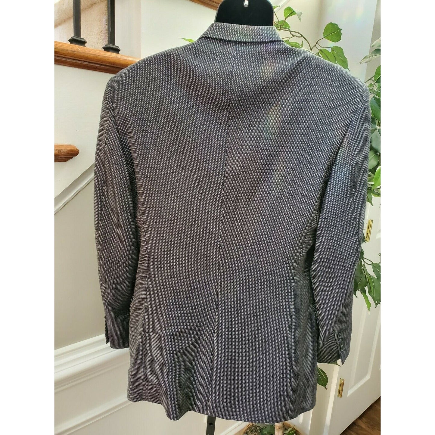 Murano Men's Gray 100%Pure Wool Long Sleeve Single Breasted Blazer Coat Size 42