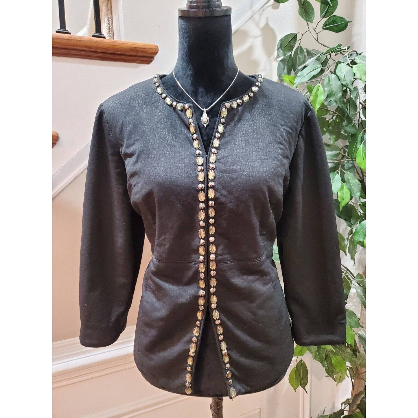 Ruby Rd. Women Black Polyester Single Breasted Long Sleeve Jacket Blazer Size 14