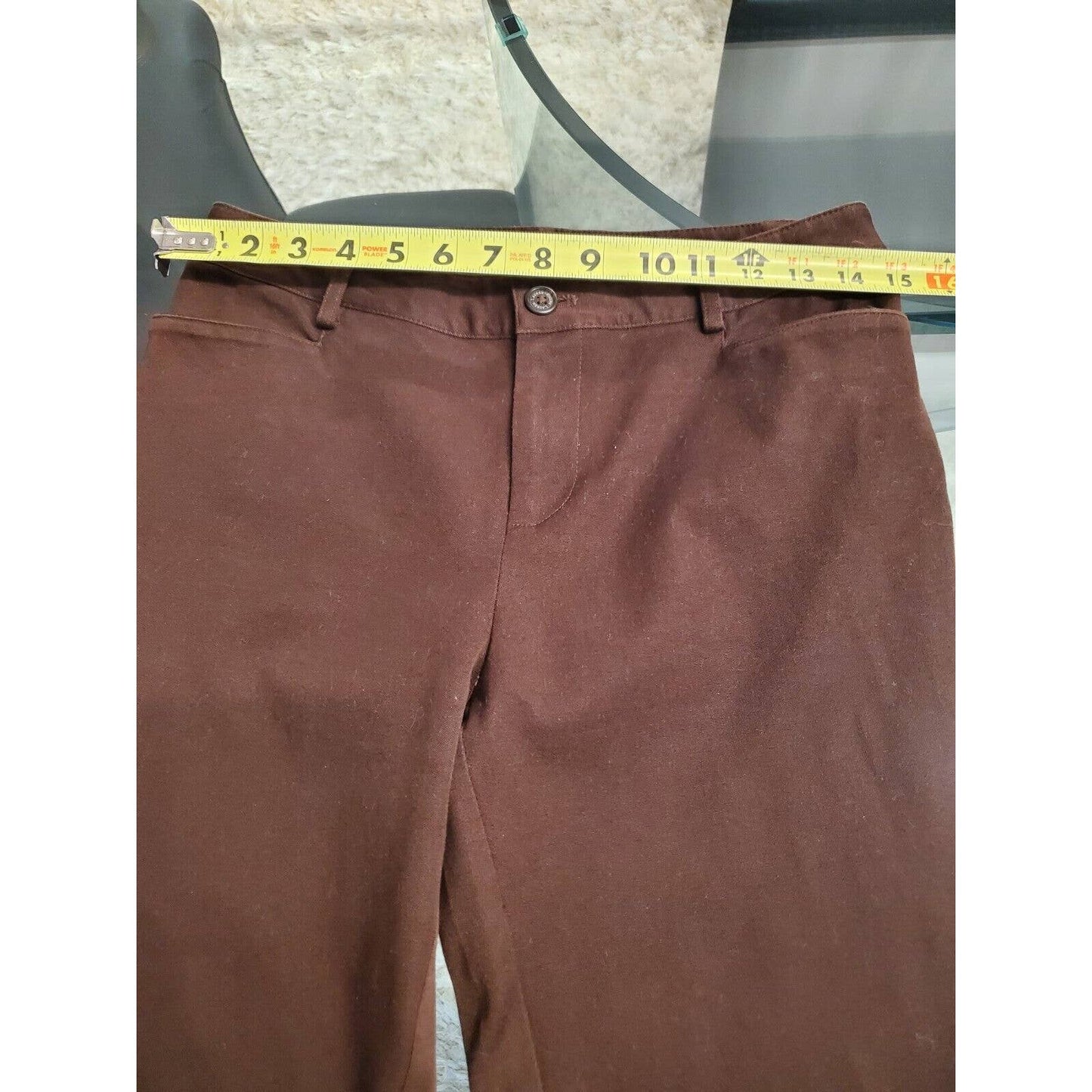 Lauren Ralph Lauren Women's Brown Cotton Mid Rise Zippered Straight Fit Pant 4P