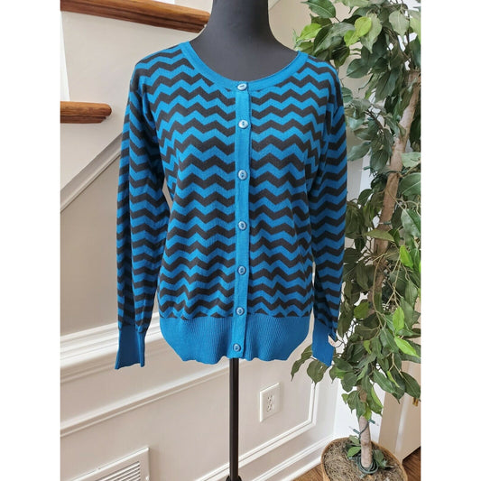 Jon & Anna Blue & Black Women's Cotton Round Neck Long Sleeve Soft Sweaters