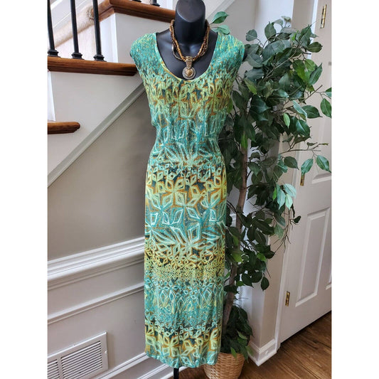 R&K Originals Women Green Rayon Round Neck Sleeveless Casual Long Maxi Dress 16