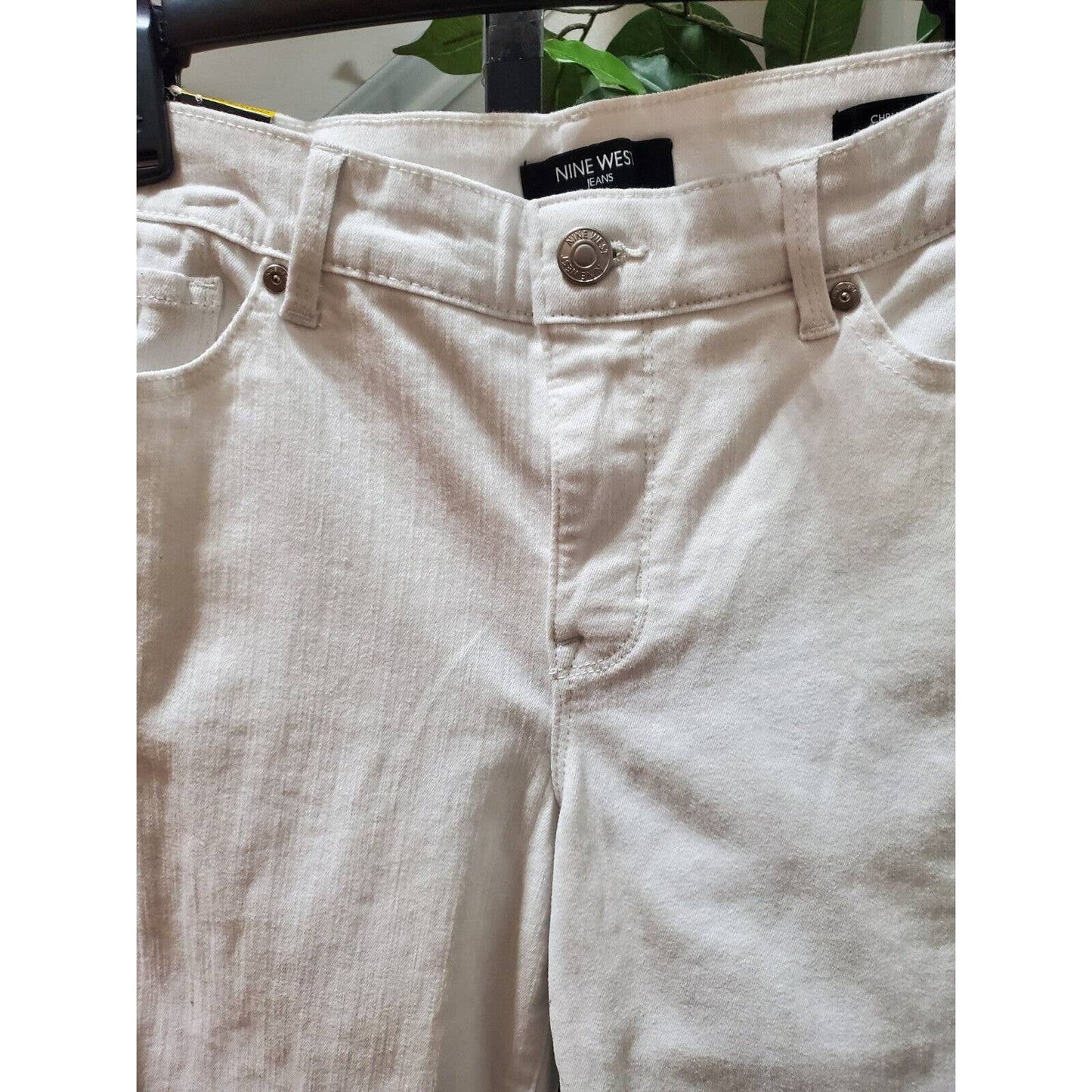 Nine West Jeans White Cotton High Rise Zippered Straight Fit Capri Pant 8