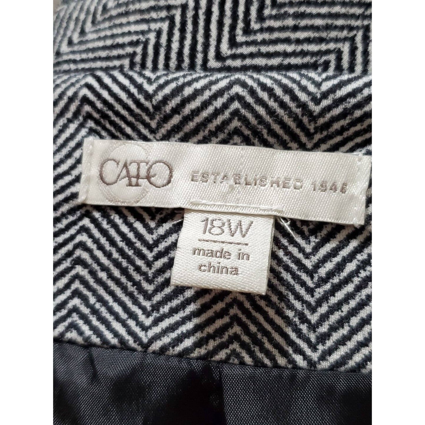 Cato Women Gray Chevron Rayon Long Sleeve Single Breasted Jacket Blazer Size 18W