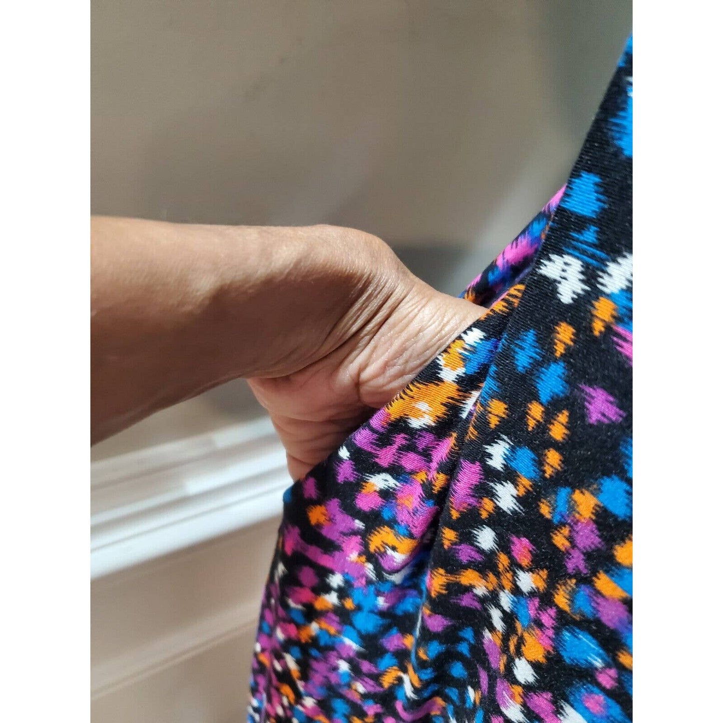 Jessica London Women Multicolor Round Neck Short Sleeve Long Maxi Dress Size 16W