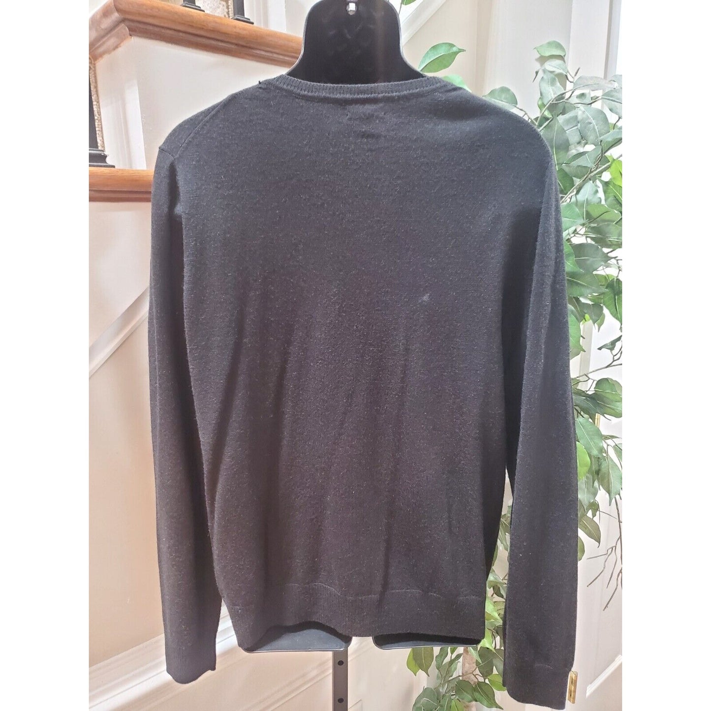 APT.9 Men's Black Acrylic Long Sleeve V-Neck Pullover Knit Sweater Size Large