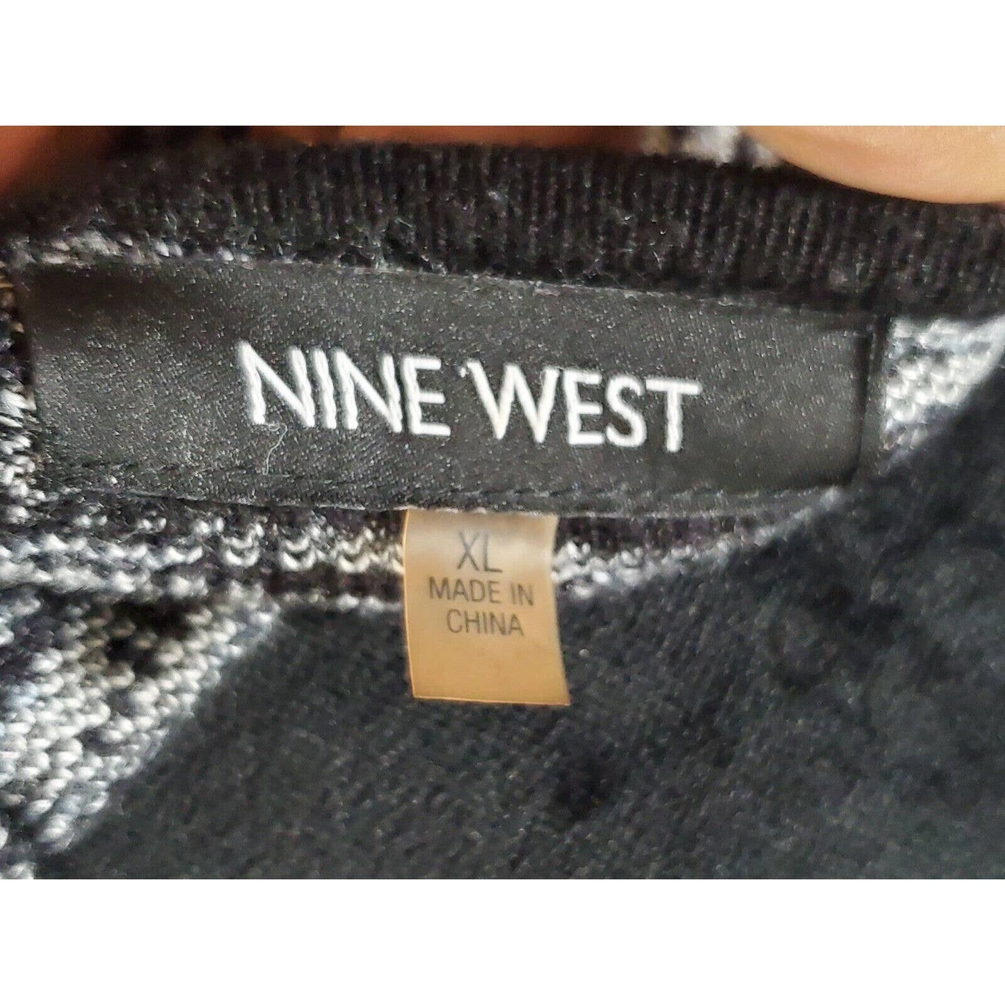 Nine West Women's Black Round Neck Long Sleeve Knee Length Sweater Dress XL