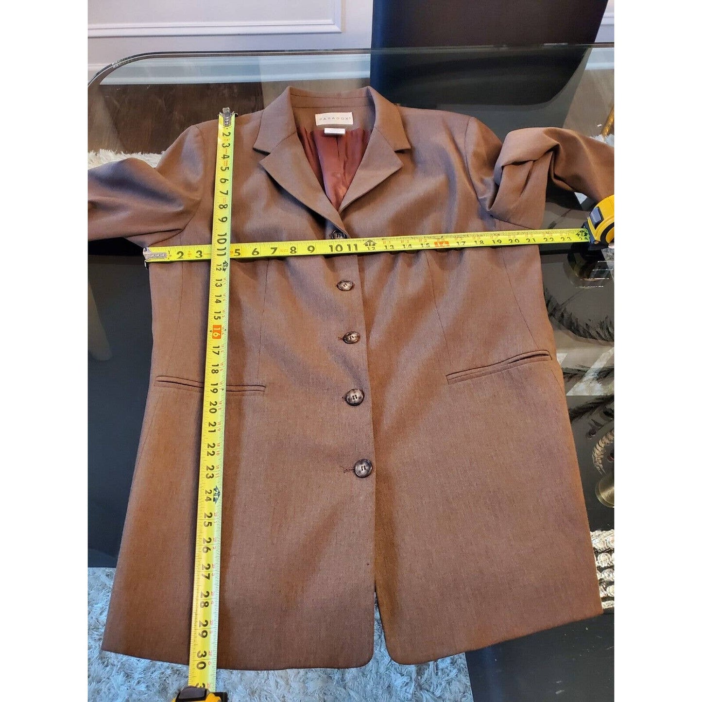 Paradox Women's Brown Polyester Single Breasted Jacket & Pant 2 Pc Suit Size 16