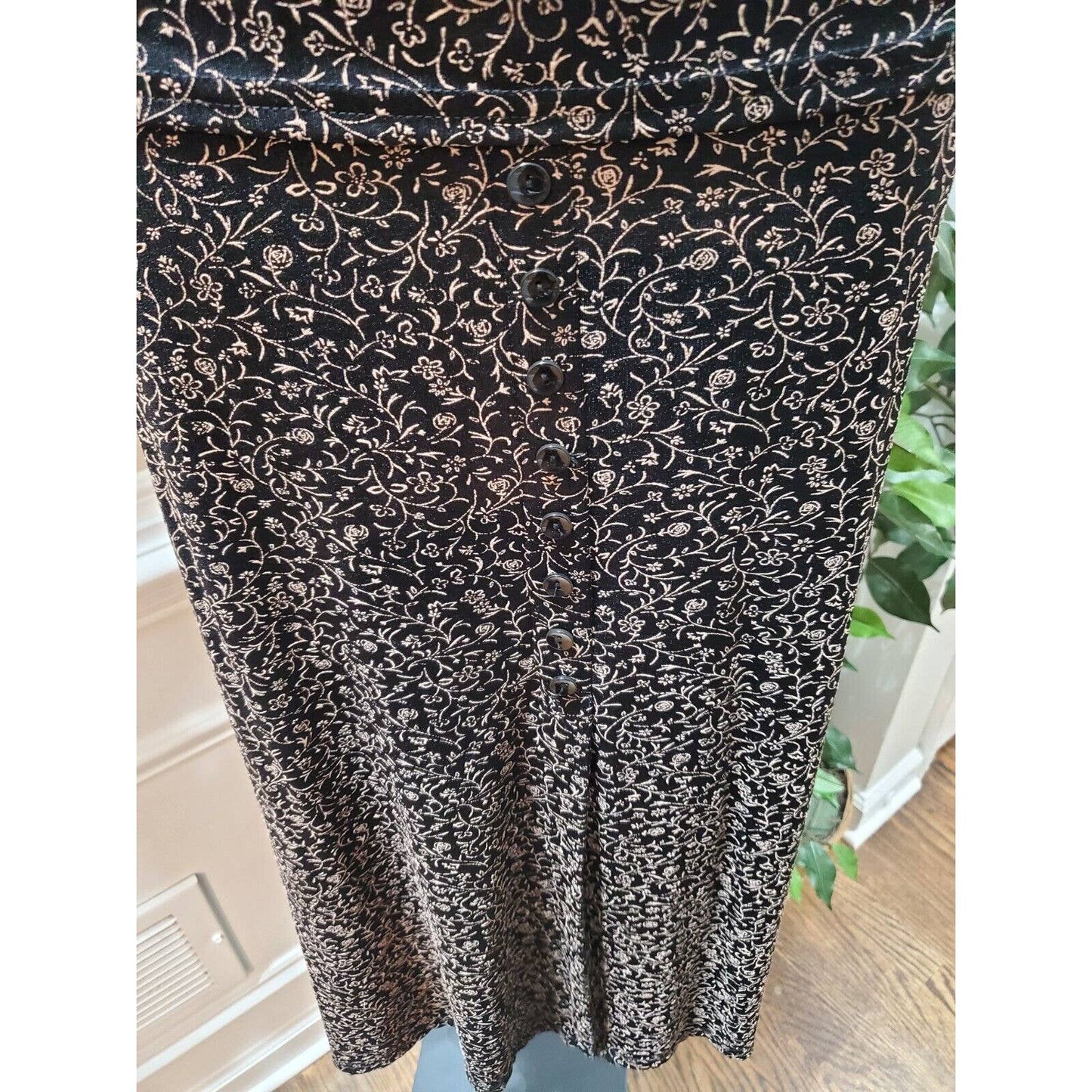JM Collection Women Black Nylon Short Sleeve Blouse & Long Skirt 2 Pc's Suit XL