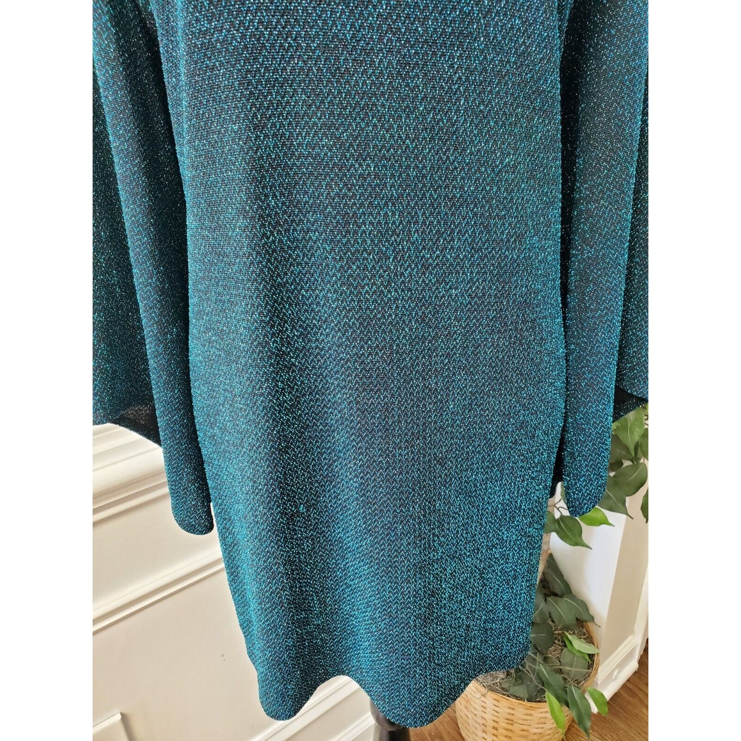 Slinky Brand Women's Blue Polyester Round Neck Long Sleeve Pullover Sweater 1X