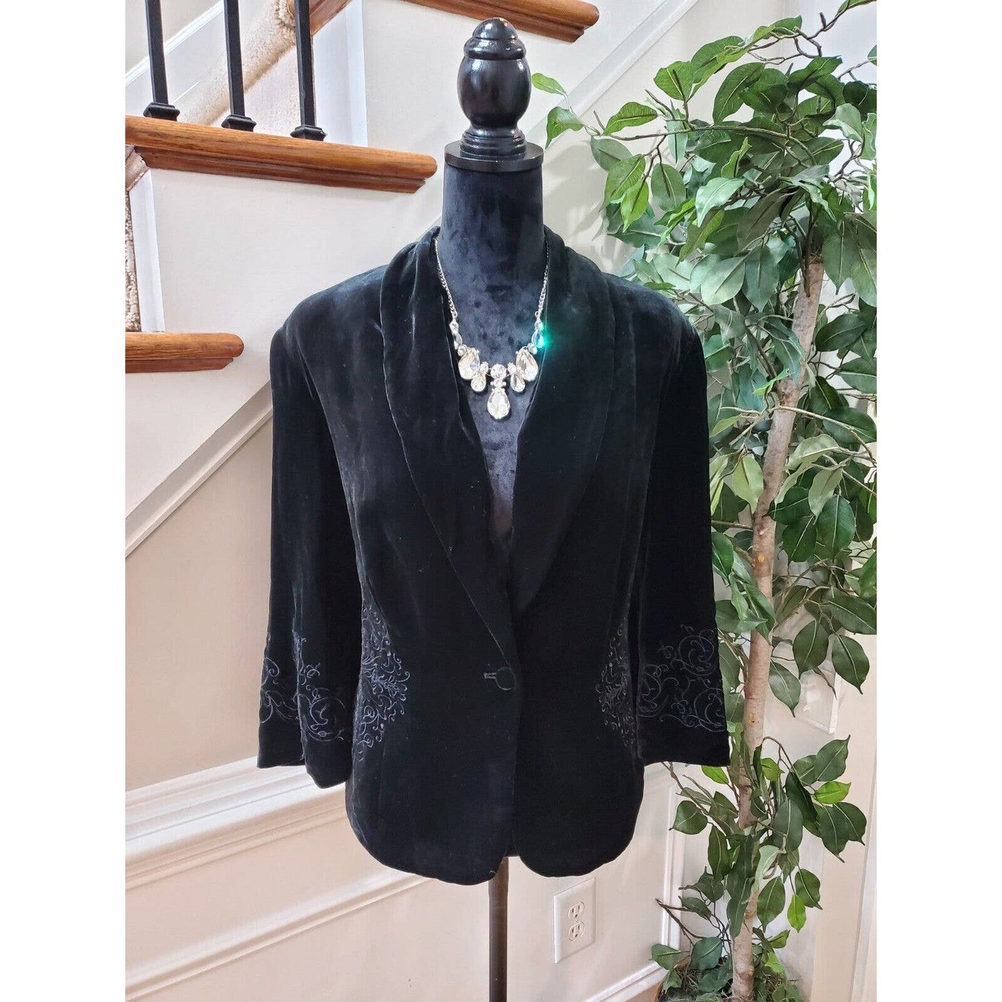 Style&Co. Women's Black Polyester Long Sleeve Single Breasted Jacket Blazer 16W