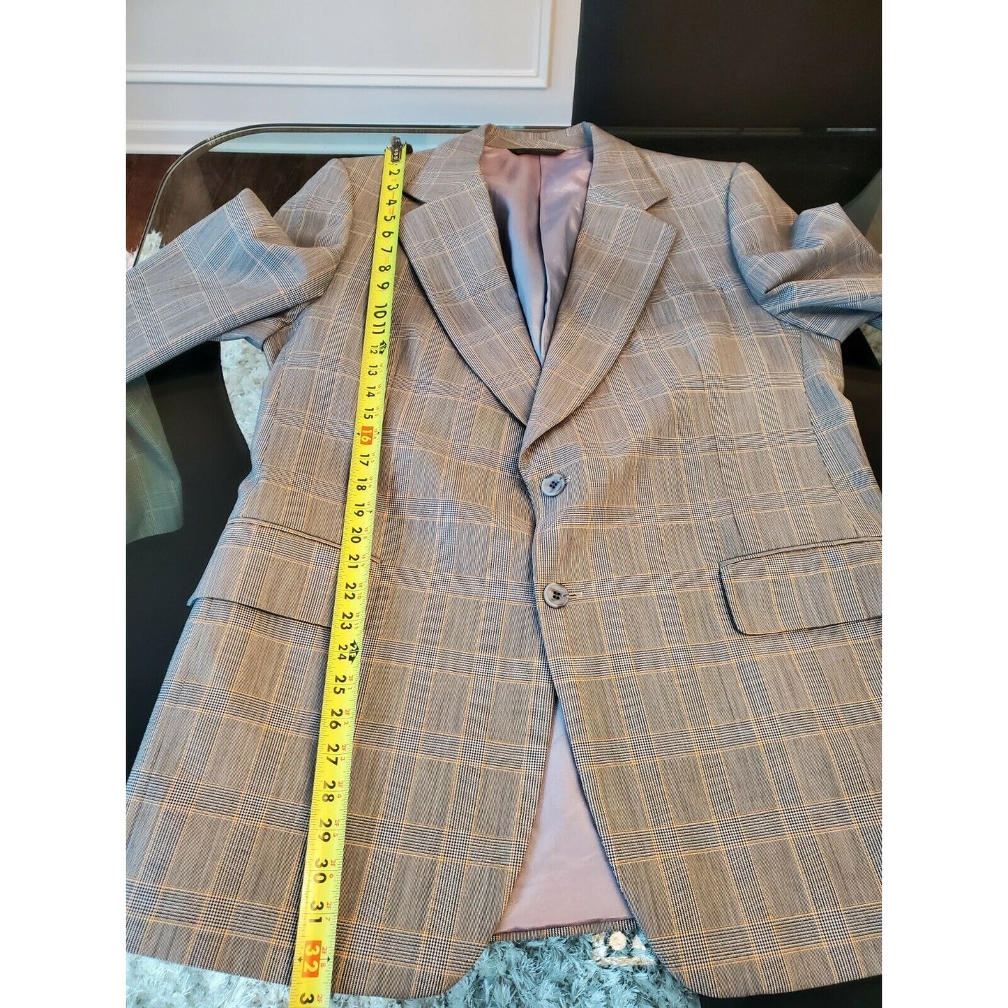 Vintage Country Squire Gray Check Formal Polyester & Viscose Three Piece Suits