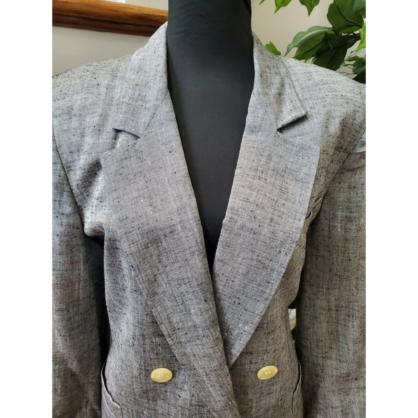 Vintage Saville Women's Gray 100% Polyester Long Sleeve Double Breasted Blazer 8