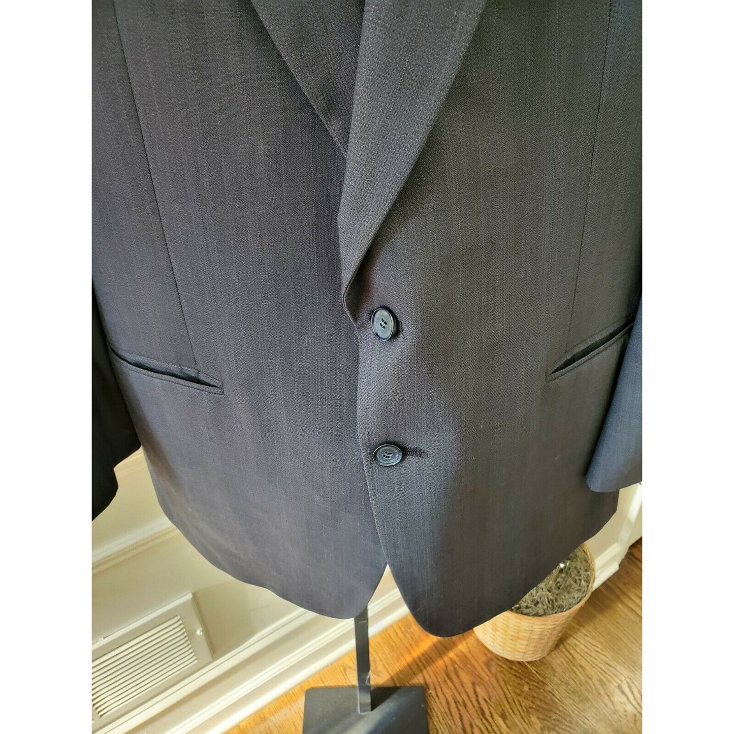 Kuppenheimer Men's Gray 100% Pure Wool Long Sleeve Single Breasted Blazer Coat