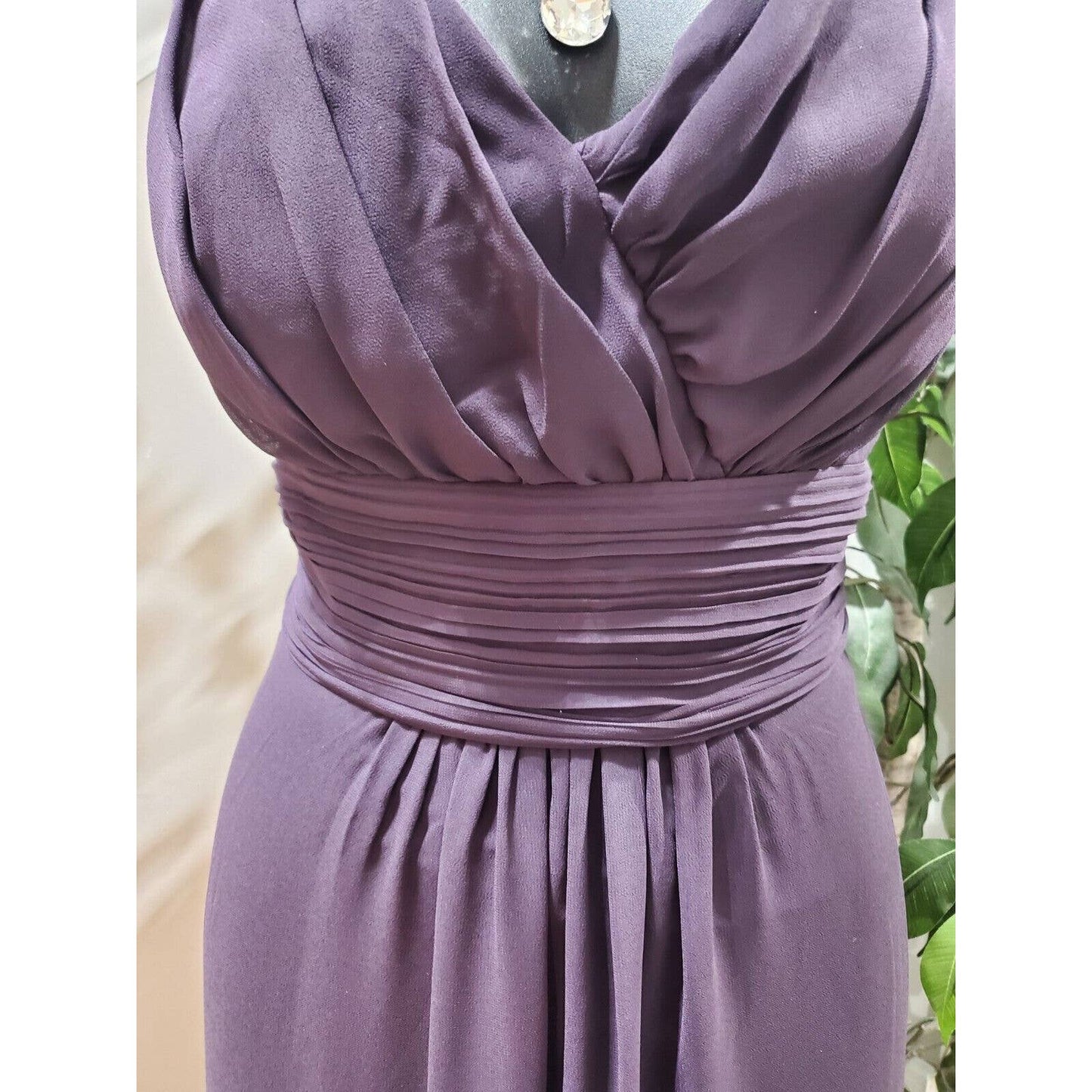 Levkoff Women Purple Polyester V-Neck Sleeveless Formal Long Maxi Dress Size M