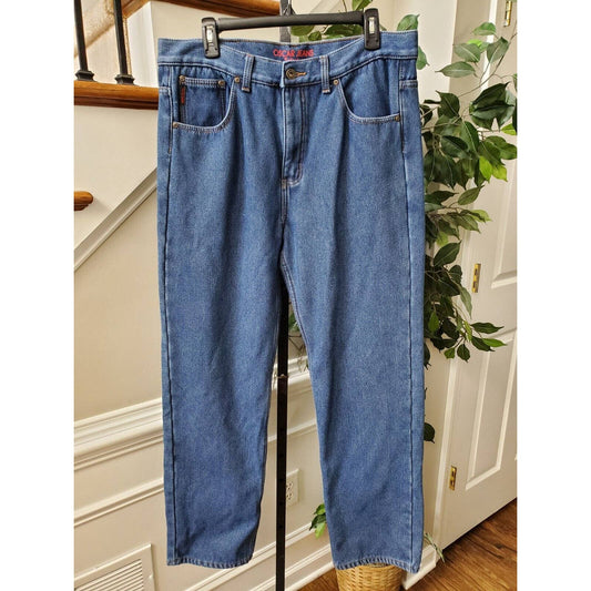 Oscar Jeans Mens Blue Denim Cotton High Rise Straight Fit Jeans Pants Size 36/32