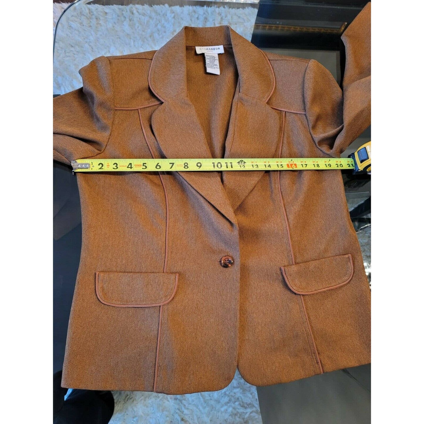 Sag Harbor Women's Brown 100% Polyester Blazer/Top & Pant 3 Piece Suits Size 16