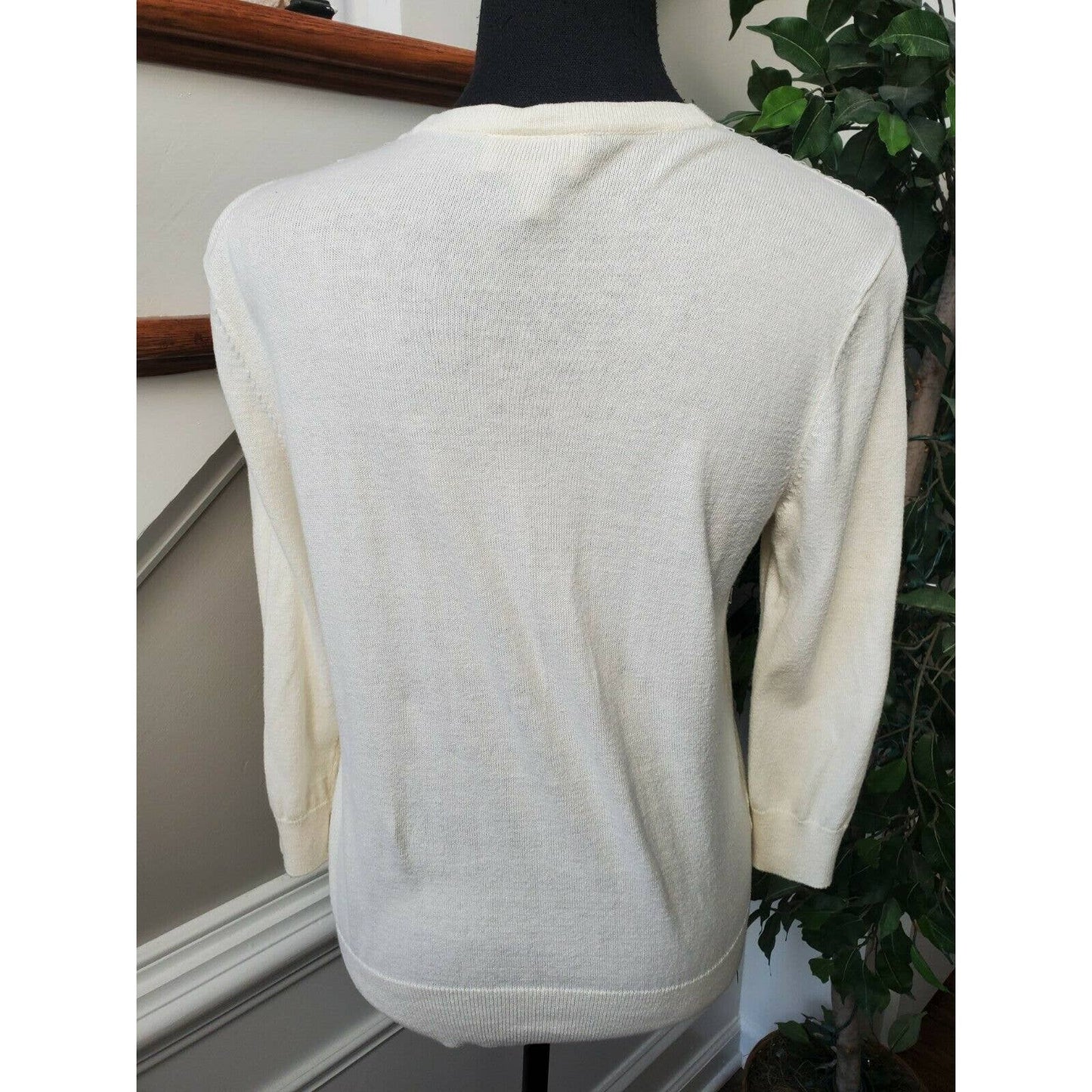 Loft Womens Ivory 100%Cotton V-Neck Button Long Sleeve Cardigans Sweaters