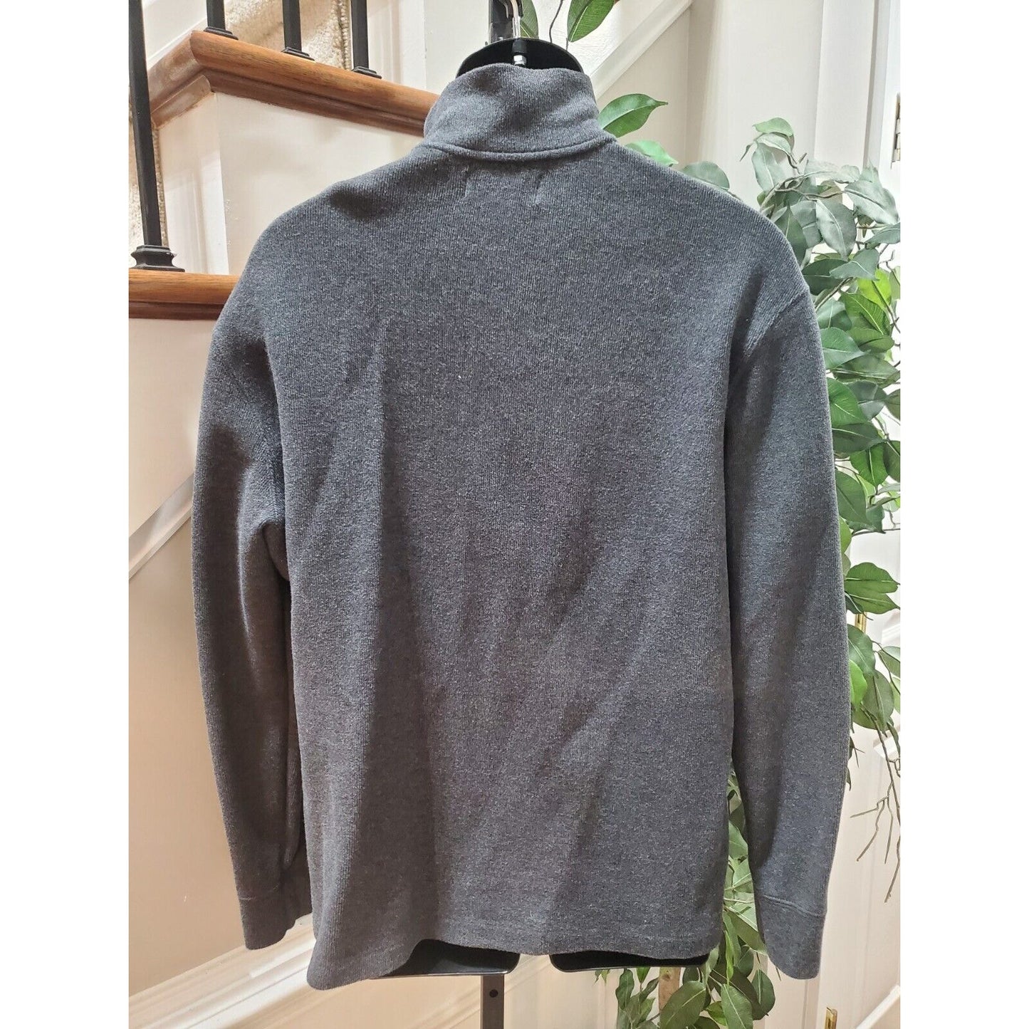 Polo Ralph Lauren Men Gray Cotton Long Sleeve High Neck Half Zip Sweater Size L