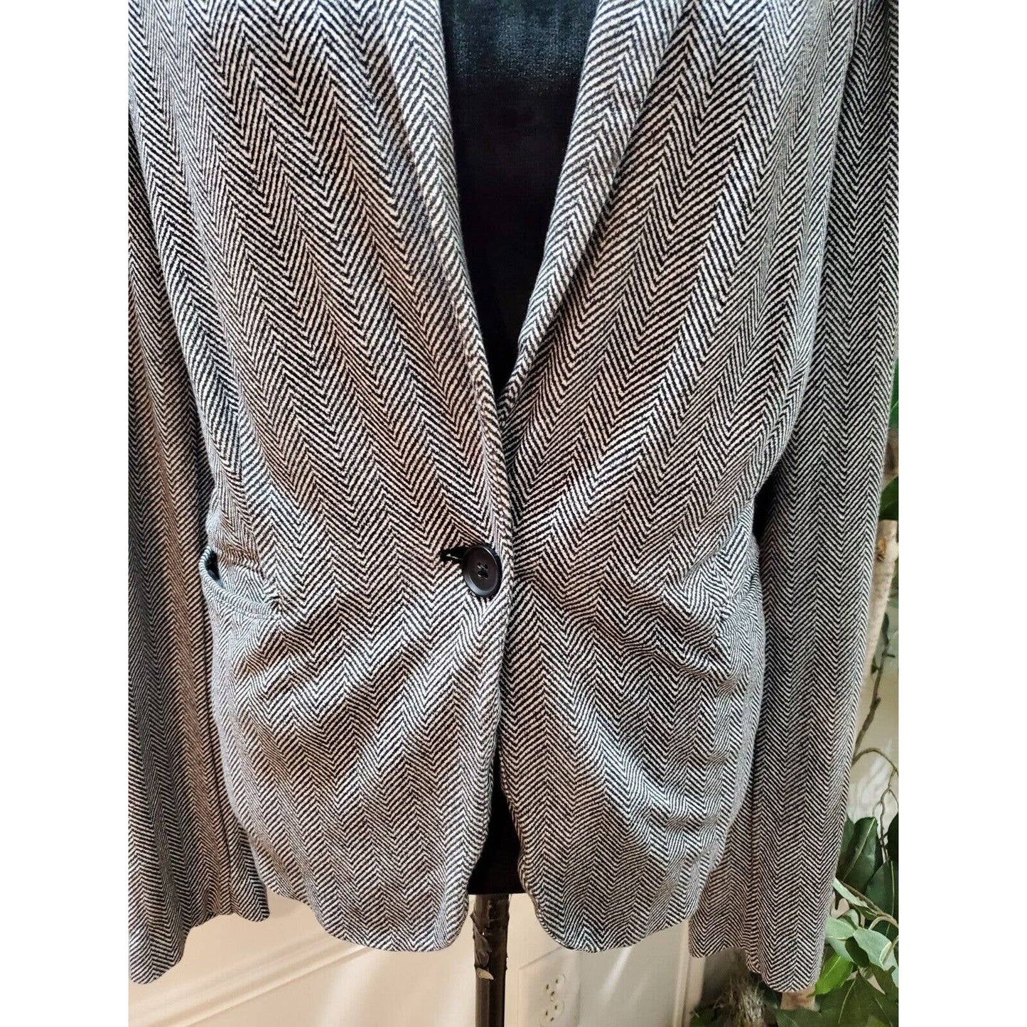 Cato Women Gray Chevron Rayon Long Sleeve Single Breasted Jacket Blazer Size 18W