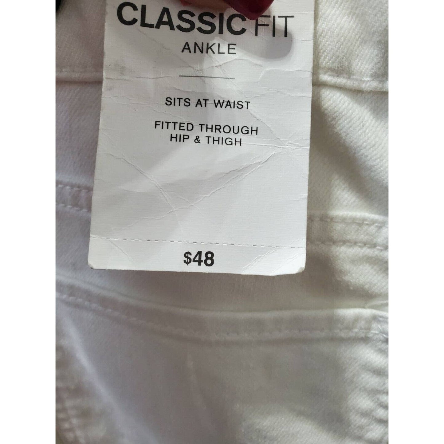 Liz Claiborne Women's Solid White Cotton Mid Rise Classic Fit Ankle Pant Size 16