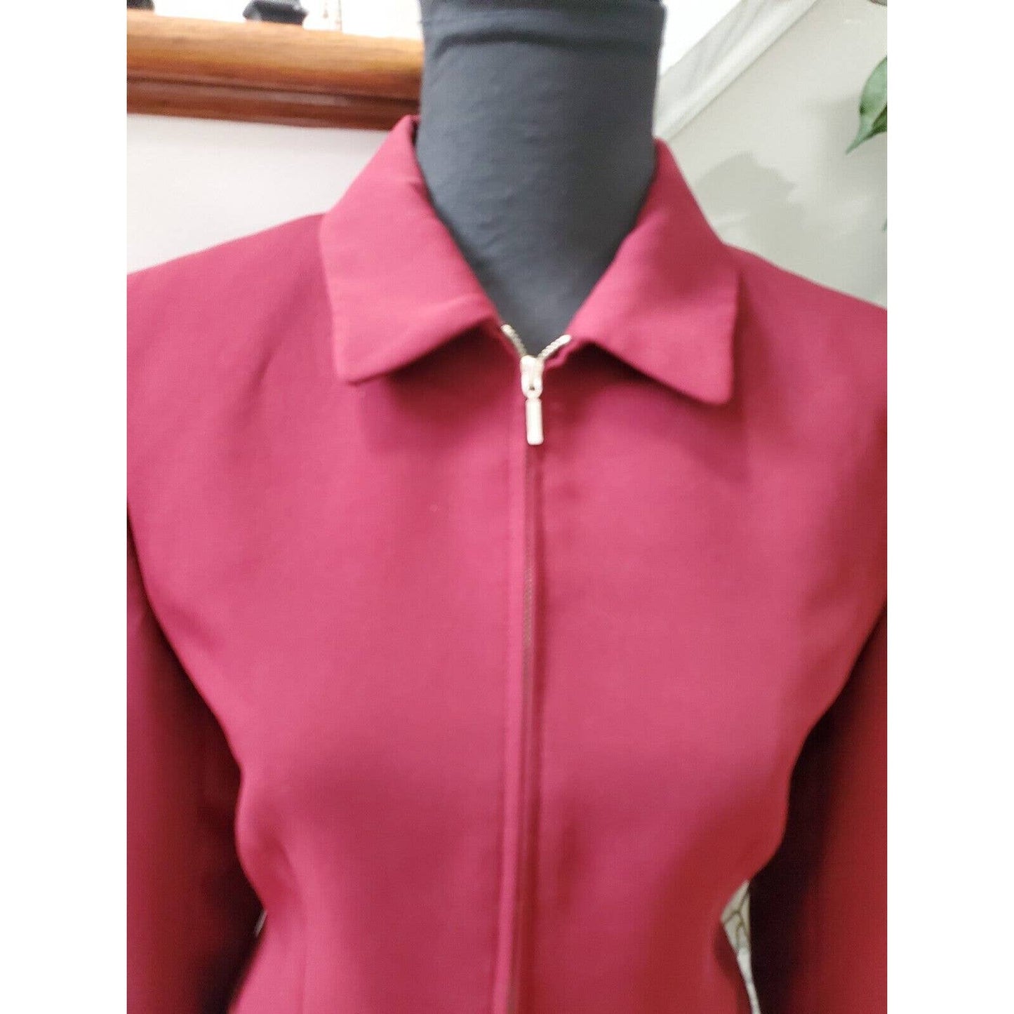 Style& Co. Women's Maroon Polyester Long Sleeve Full Zip Jacket Blazer Size 10P