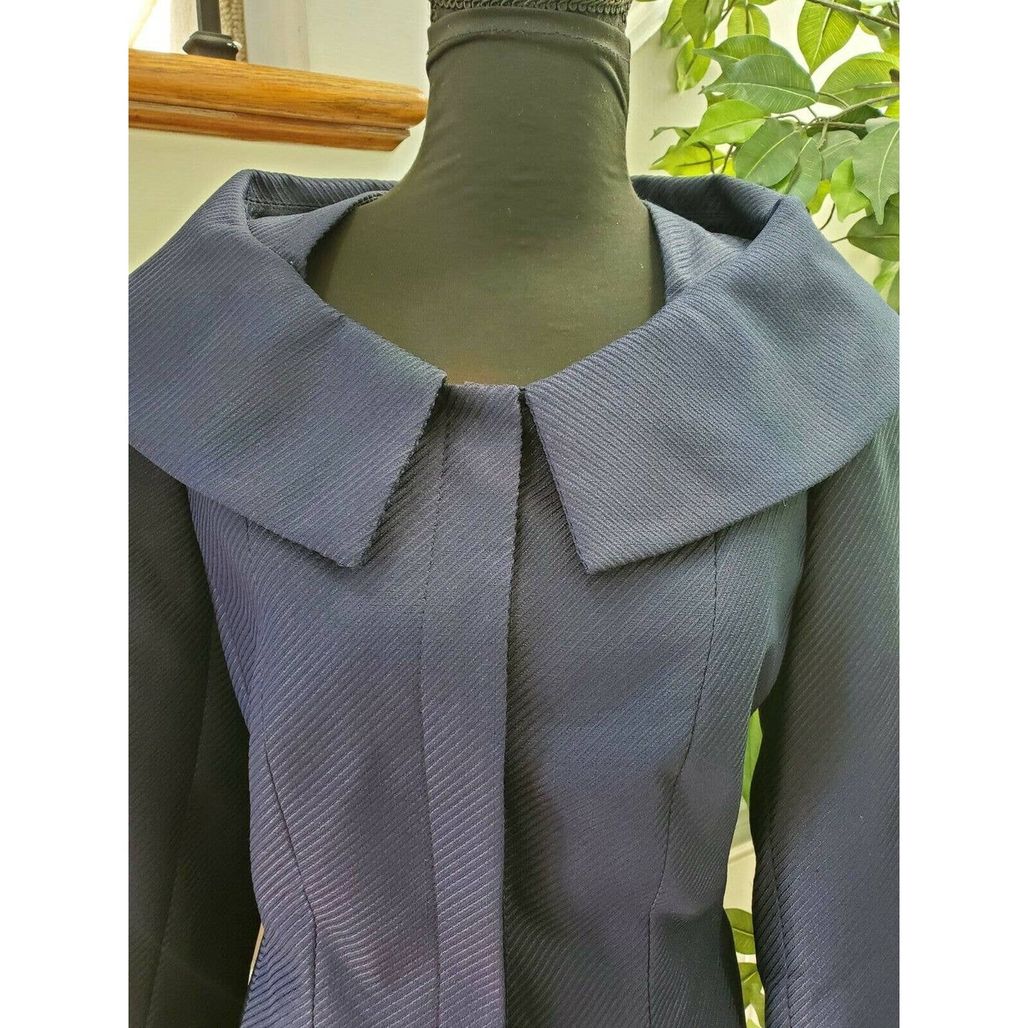 Emily Women's Blue Polyester Long Sleeve Two Piece Jacket & Skirt Suits Size 10