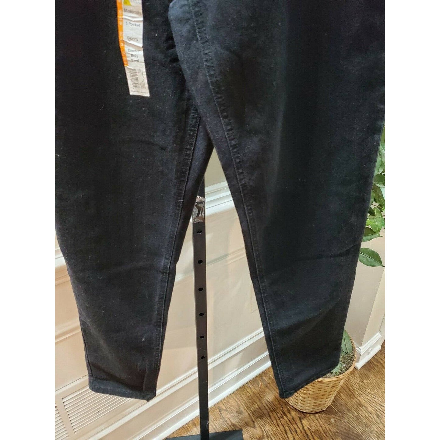 Tme and Tru Materni Black Cotton Mid Rise Comfort Waist Casual Pants Size Medium