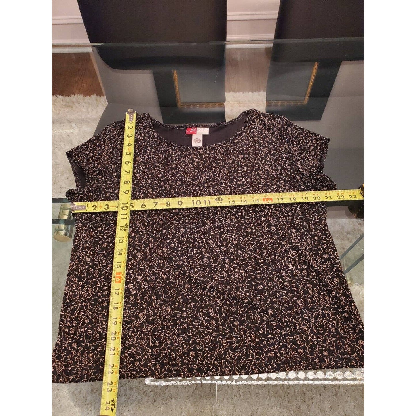JM Collection Women Black Nylon Short Sleeve Blouse & Long Skirt 2 Pc's Suit XL