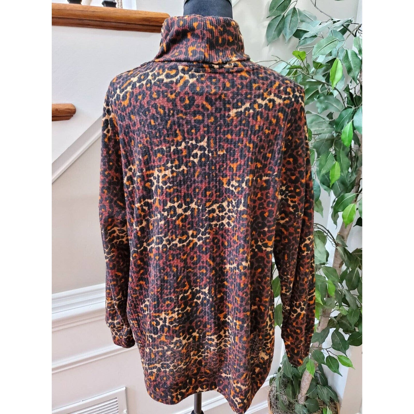 French Laundry Women's Brown Polyester Turtle Neck Long Sleeve Casual Sweater 1X