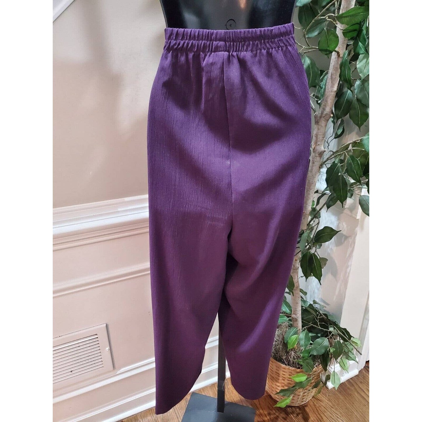 Sag Harbor Women's Purple Polyester Open Front Jacket & Pant 2 Piece Suit