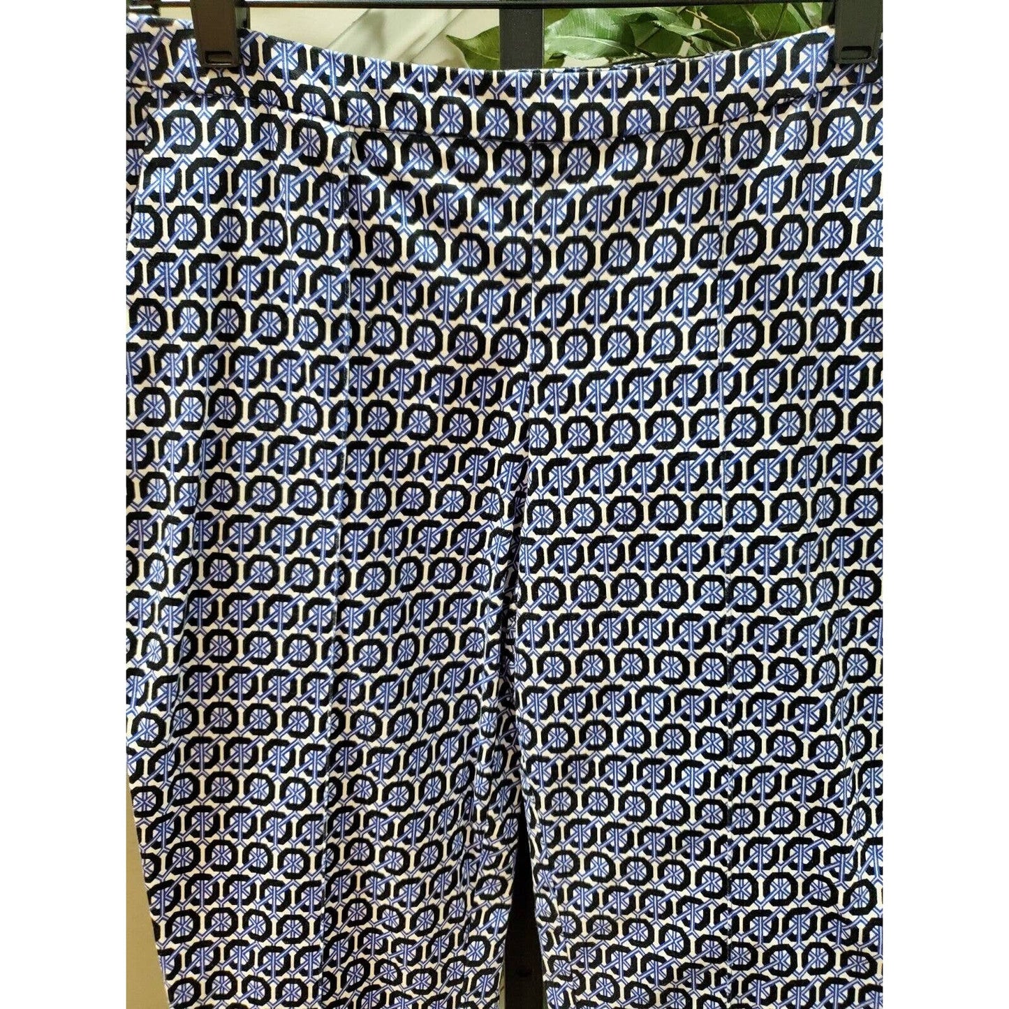 H&M Women's Blue Cotton Mid Rise Pull On Comfort Waist Trouser Pant Size 6