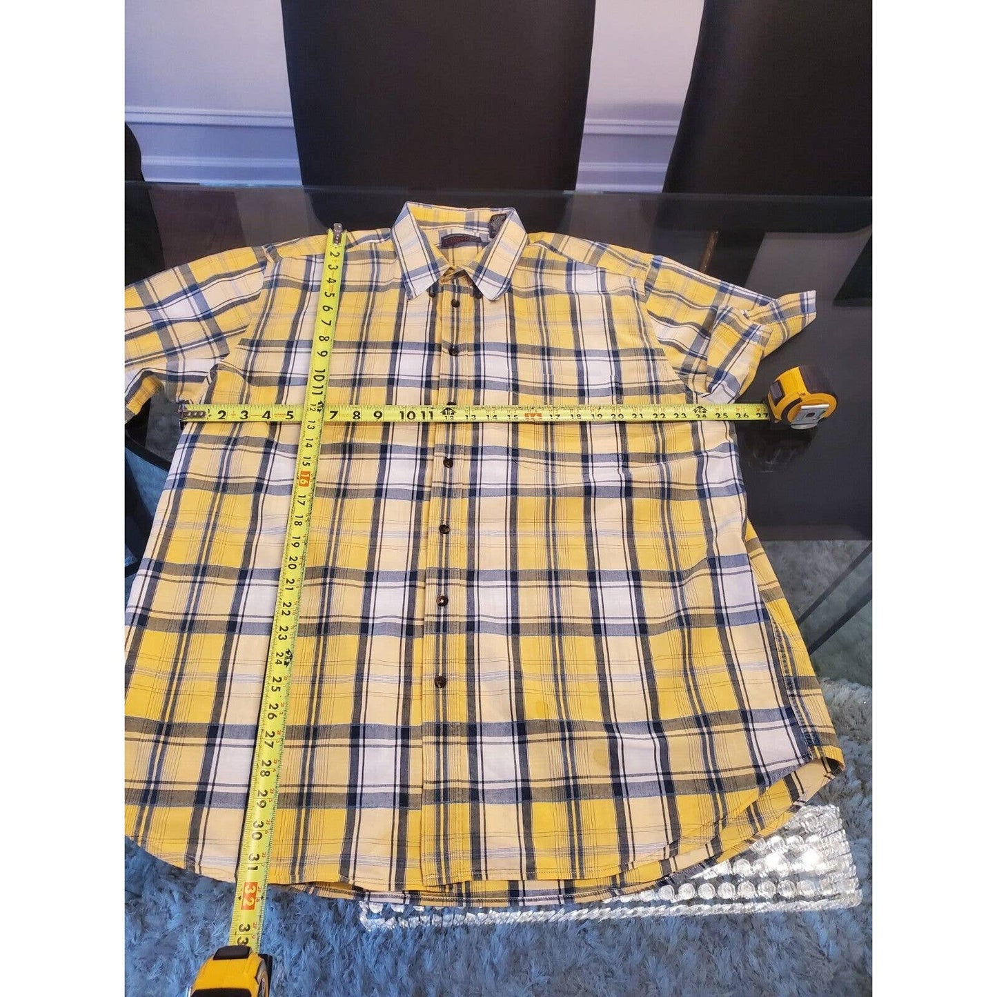 Roundtree & Yorke Men's Yellow Cotton Collared Half Sleeve Button Down Shirt XL