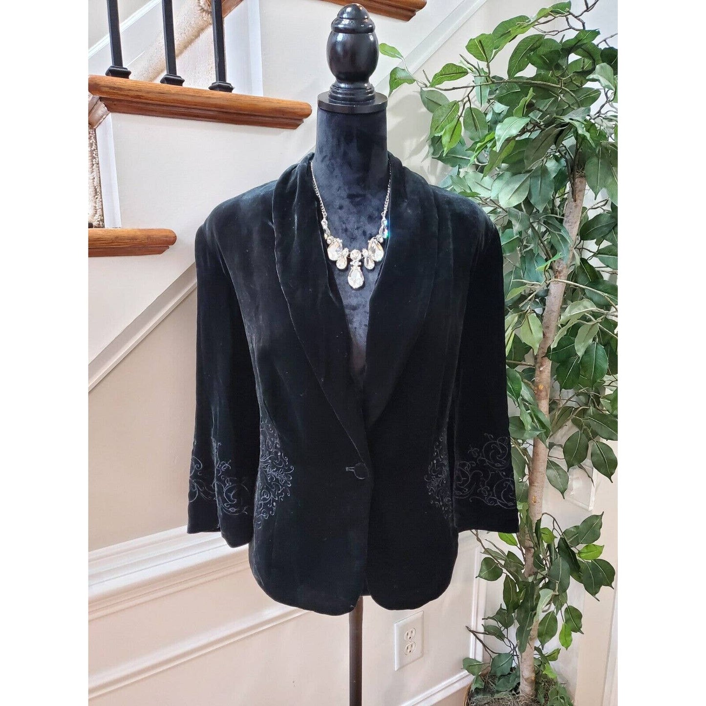 Style&Co. Women's Black Polyester Long Sleeve Single Breasted Jacket Blazer 16W