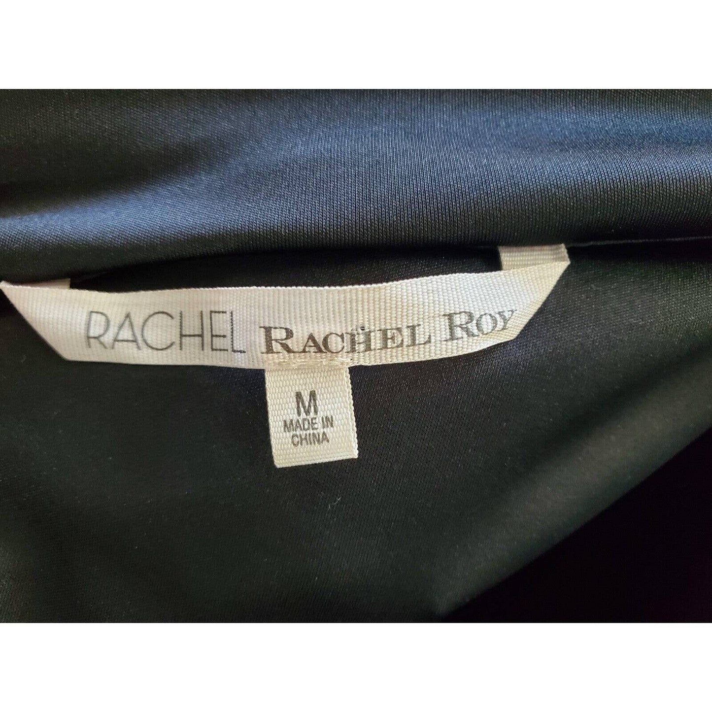 Rachel Roy Women's Black Polyester One Shoulder Off Casual Knee Length Dress M