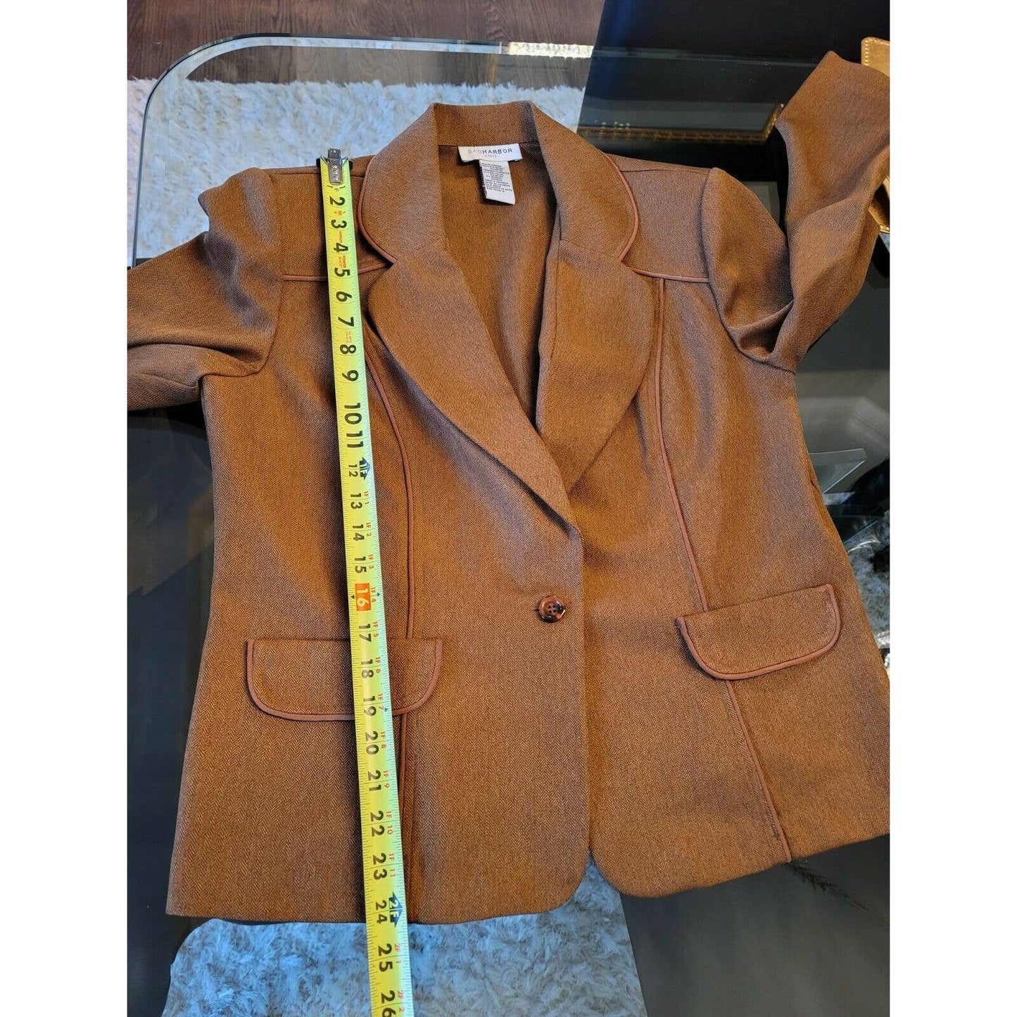 Sag Harbor Women's Brown 100% Polyester Blazer/Top & Pant 3 Piece Suits Size 16