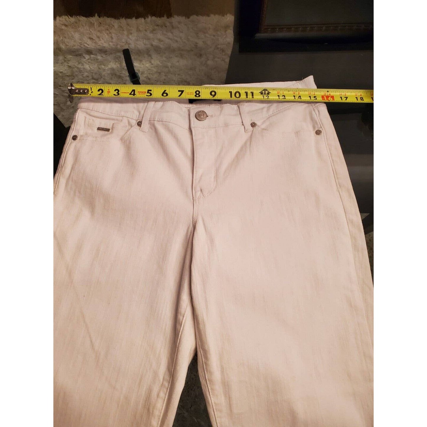 Nine West Jeans White Cotton High Rise Zippered Straight Fit Capri Pant 8