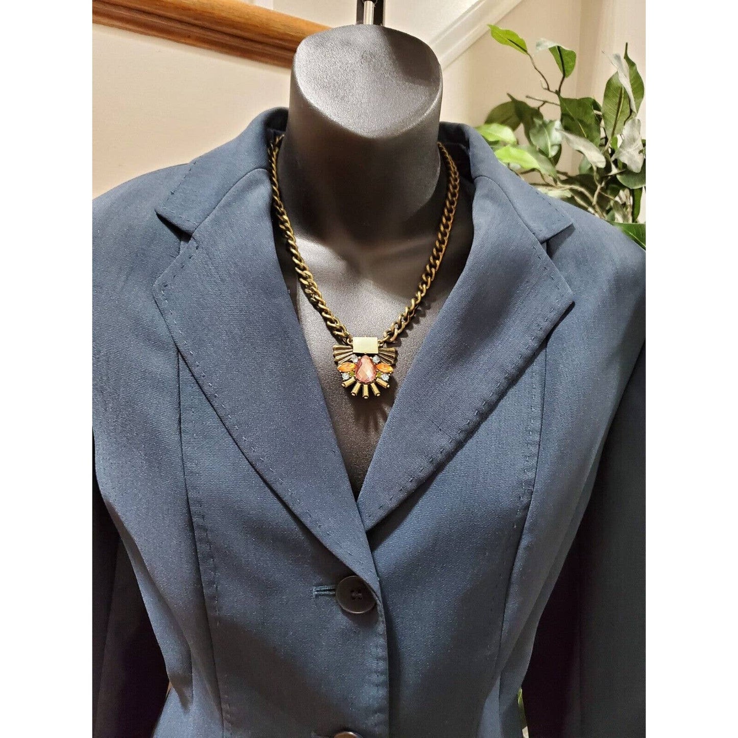 Kasper Women's Blue Polyester Single Breasted Blazer & Pant 2 Pc's Suit Size 12P