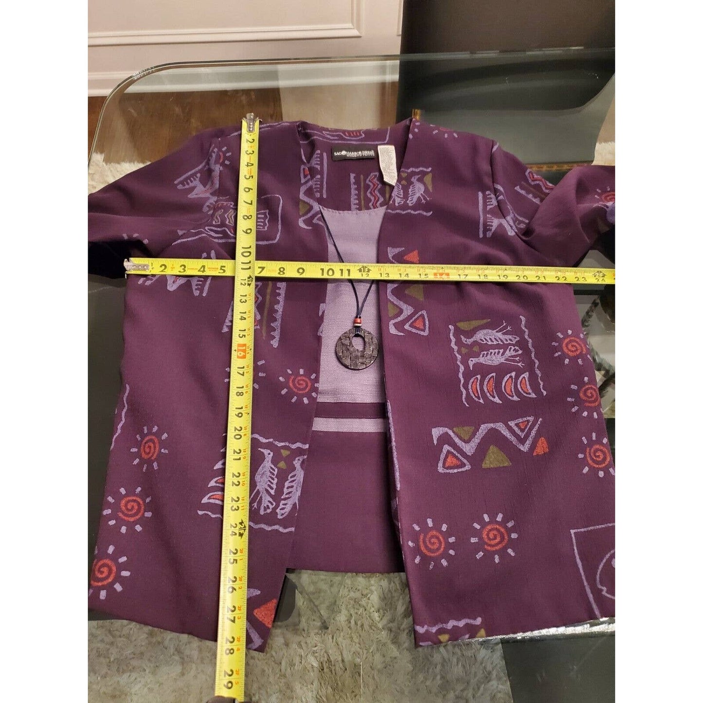 Sag Harbor Women's Purple Polyester Open Front Jacket & Pant 2 Piece Suit