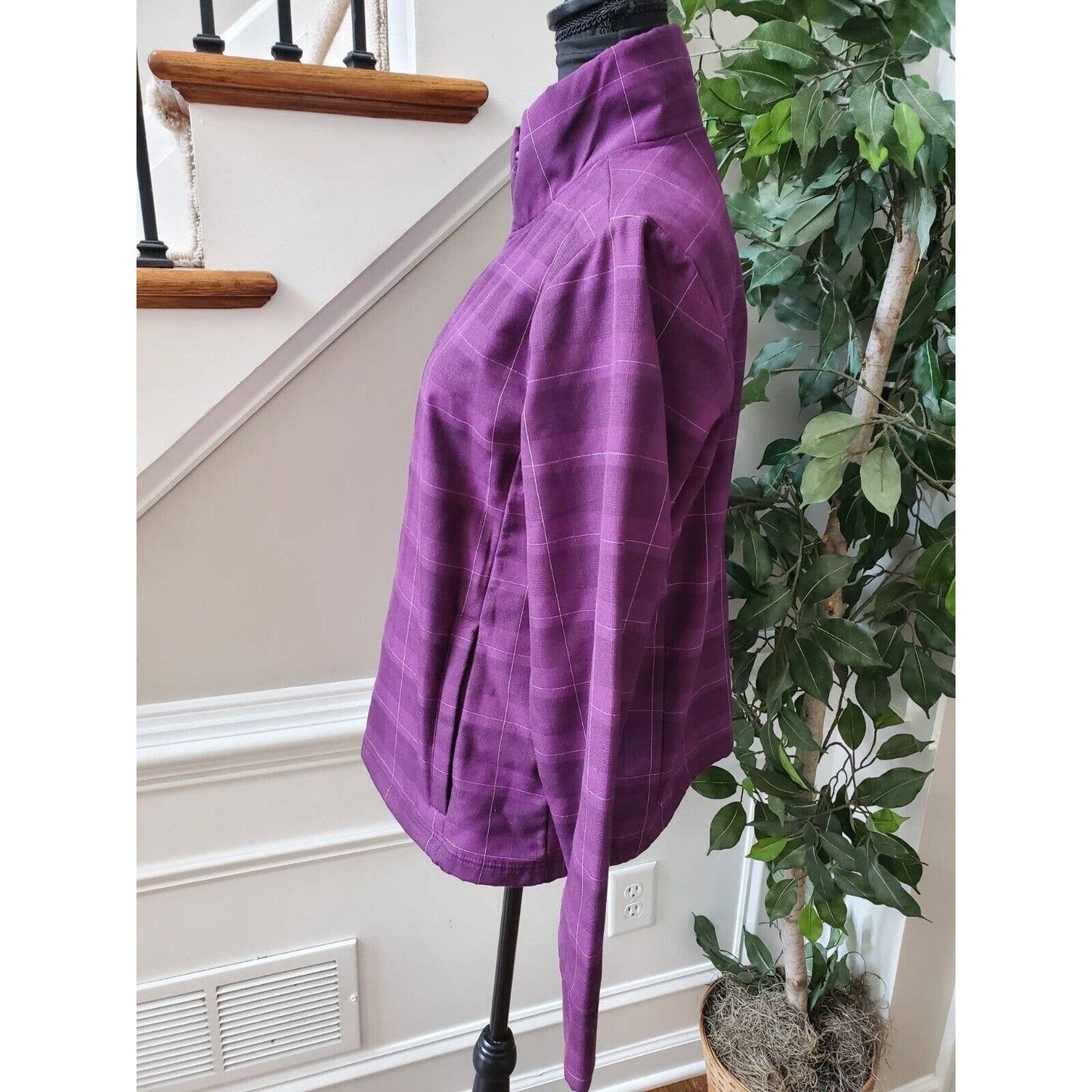 COUPE Collection Women's Purple Polyester Long Sleeve Full Zip Jacket Blazer L