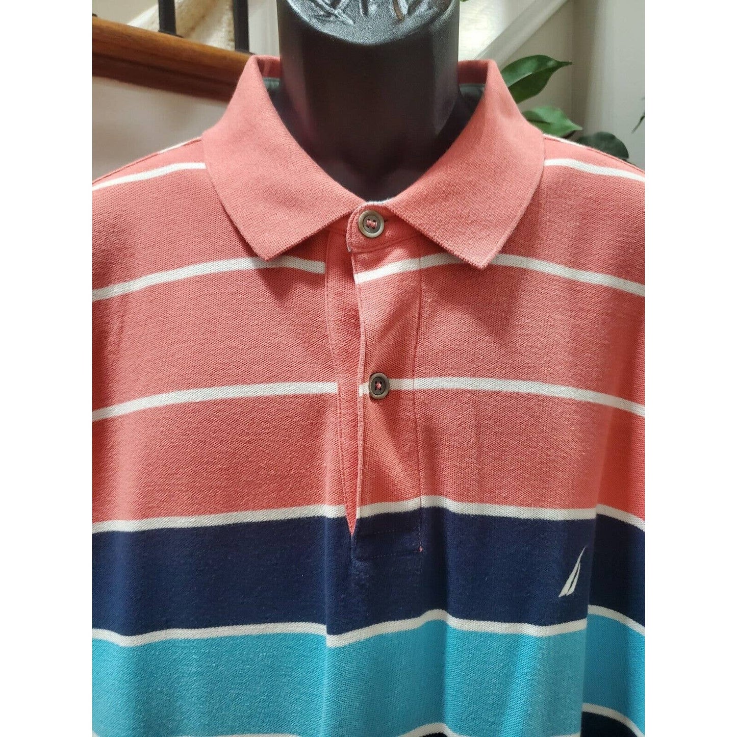 Nautica Men's Multicolor Cotton Striped Half Sleeve Casual Polo Shirt Size 1X