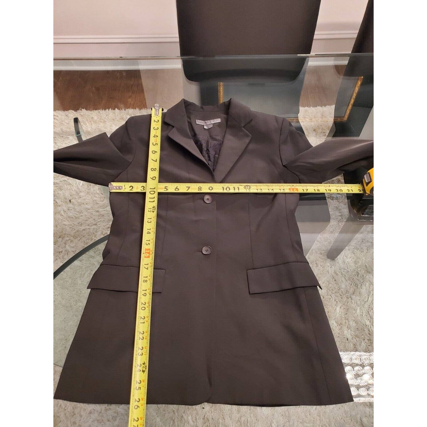 Teenflo Maurice Tarica Black Polyester Single Breasted Long Sleeve Blazer Size 6