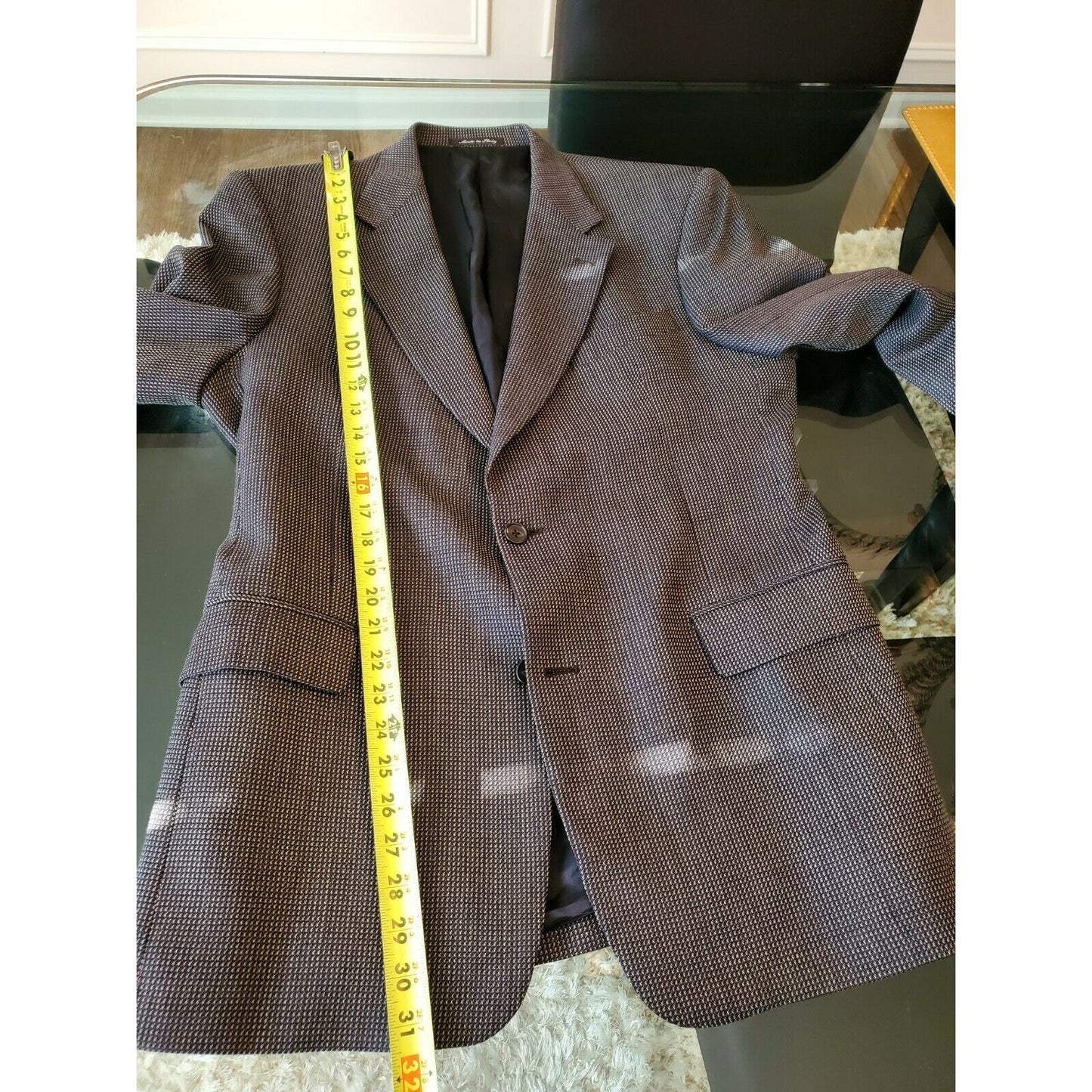 Murano Men's Gray 100%Pure Wool Long Sleeve Single Breasted Blazer Coat Size 42