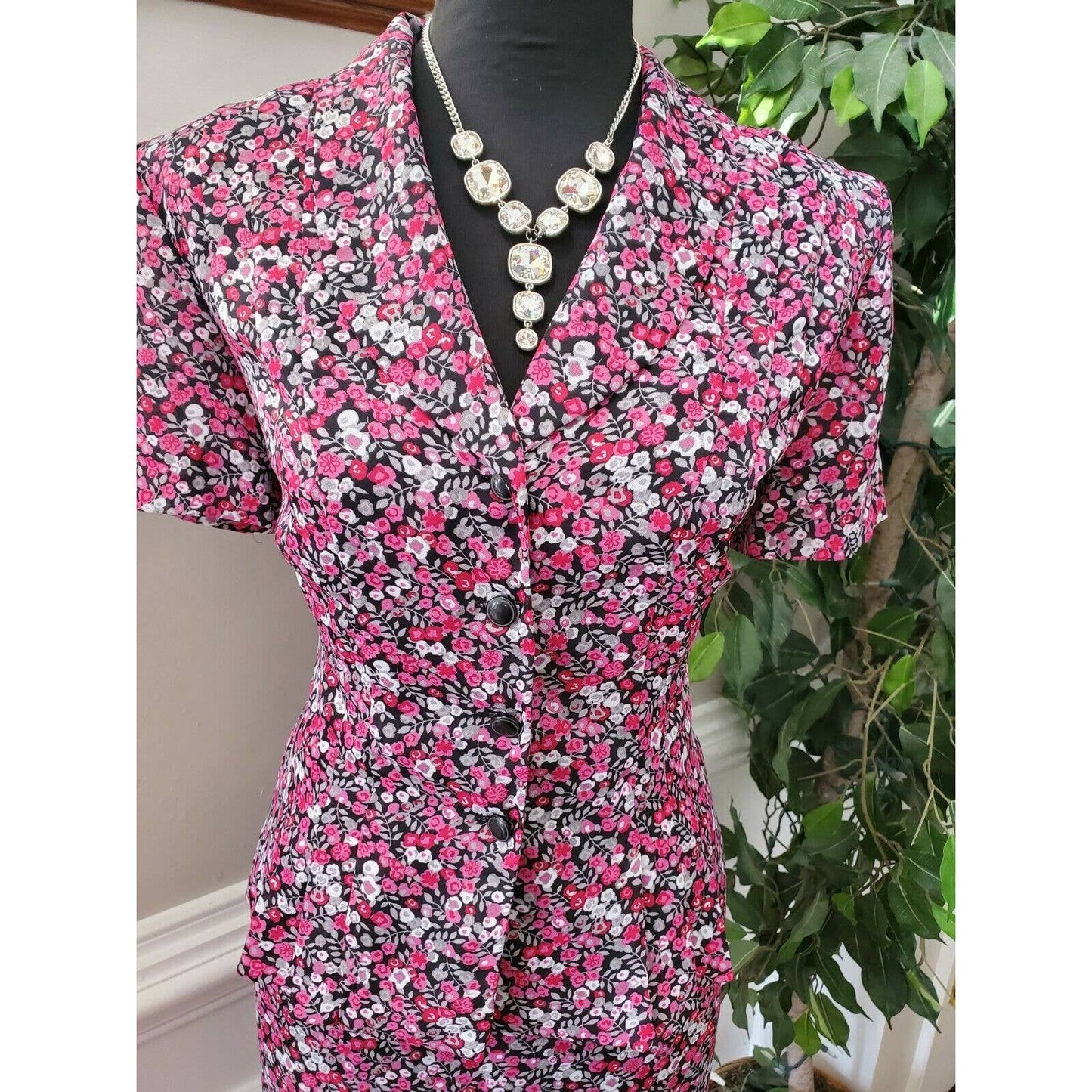 Petite Floral Women's 100% Polyeste Short Sleeve Blazer & Skirt 2 Piece Suits 12