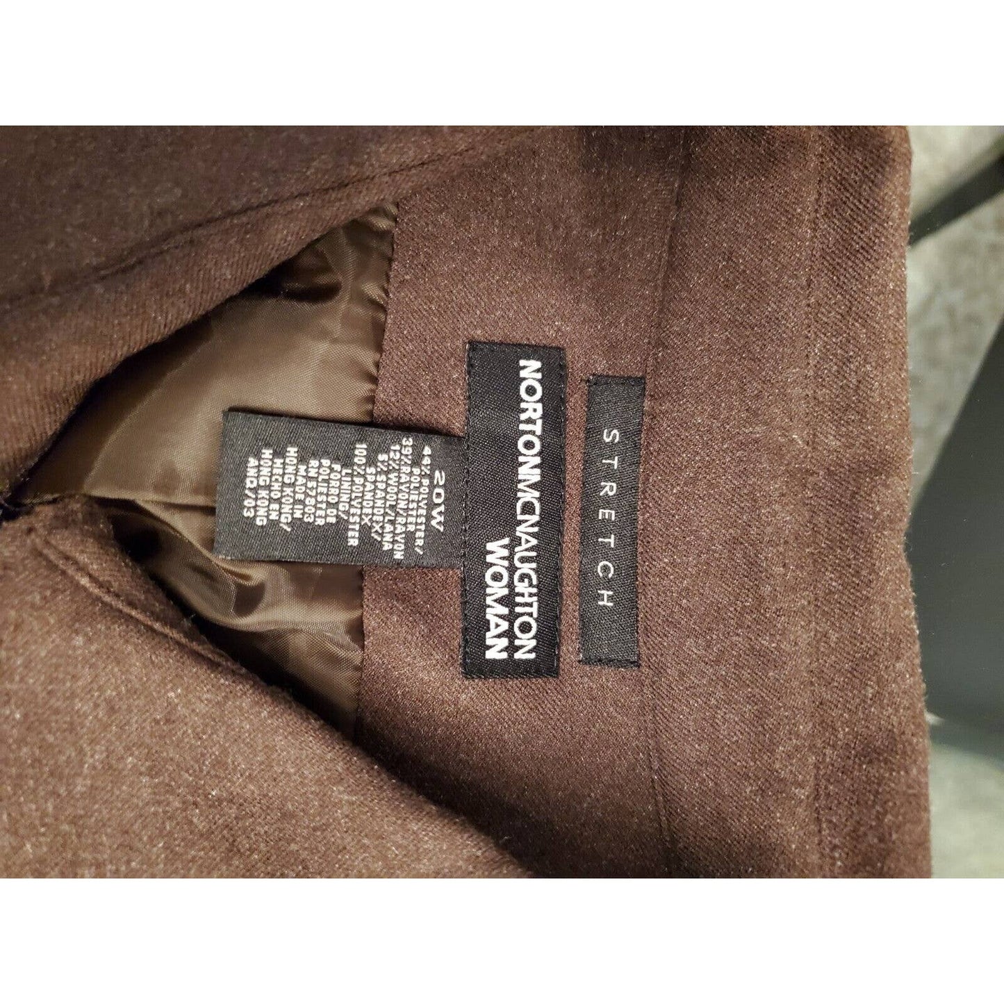 Norton McNaughton Women Brown Polyester Full Zip Jacket (20W) & Pant (22W) Suit