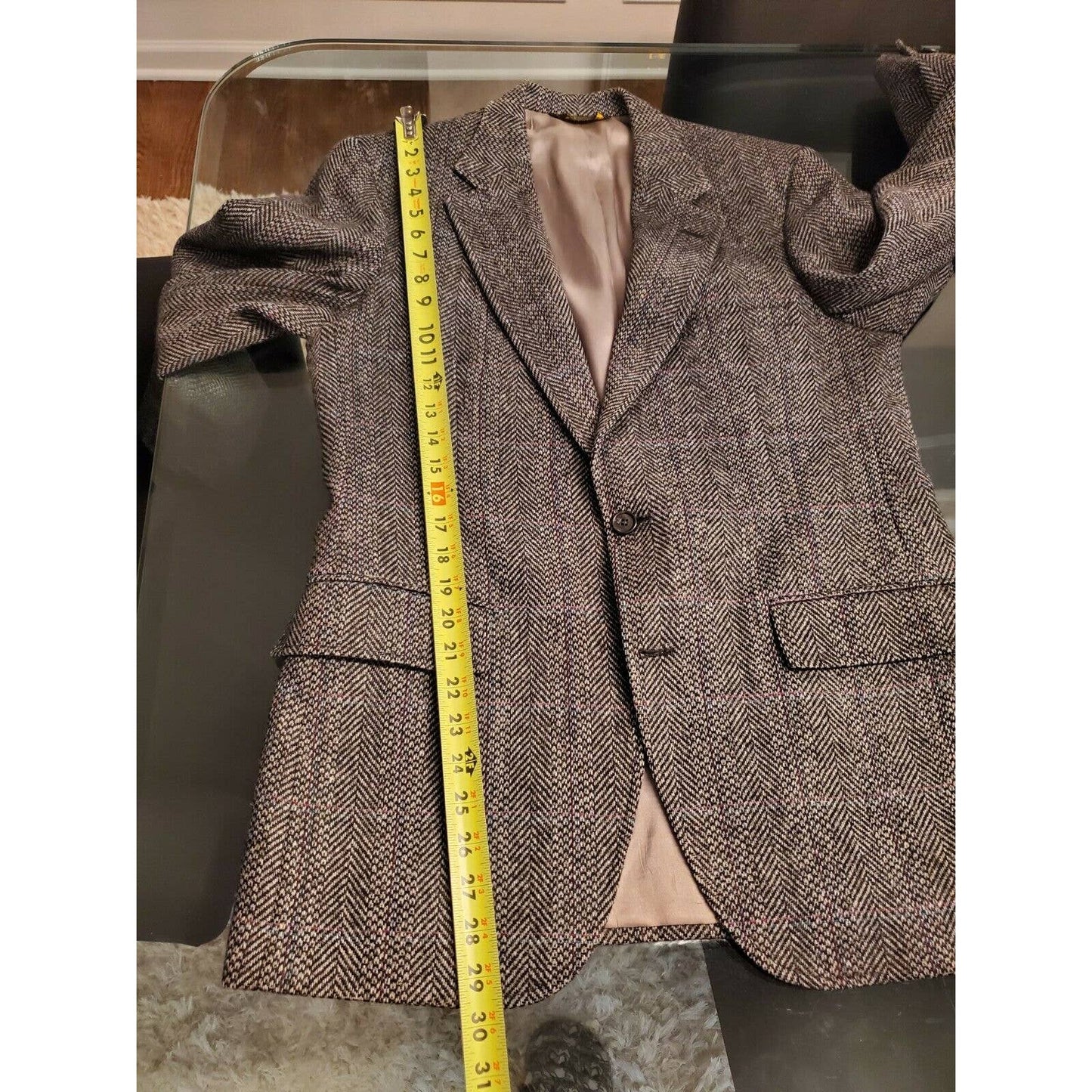 Barrister Men's Gray 100% Wool Single Breasted Long Sleeve Long Fitted Blazer