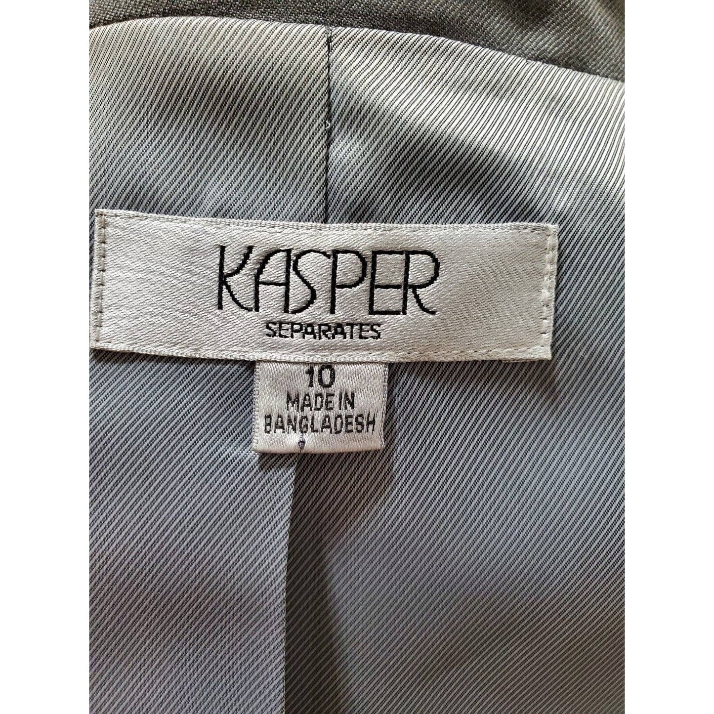 Kasper Women's Gray Polyester Long Sleeve Single Breasted Jacket Blazer Size 10