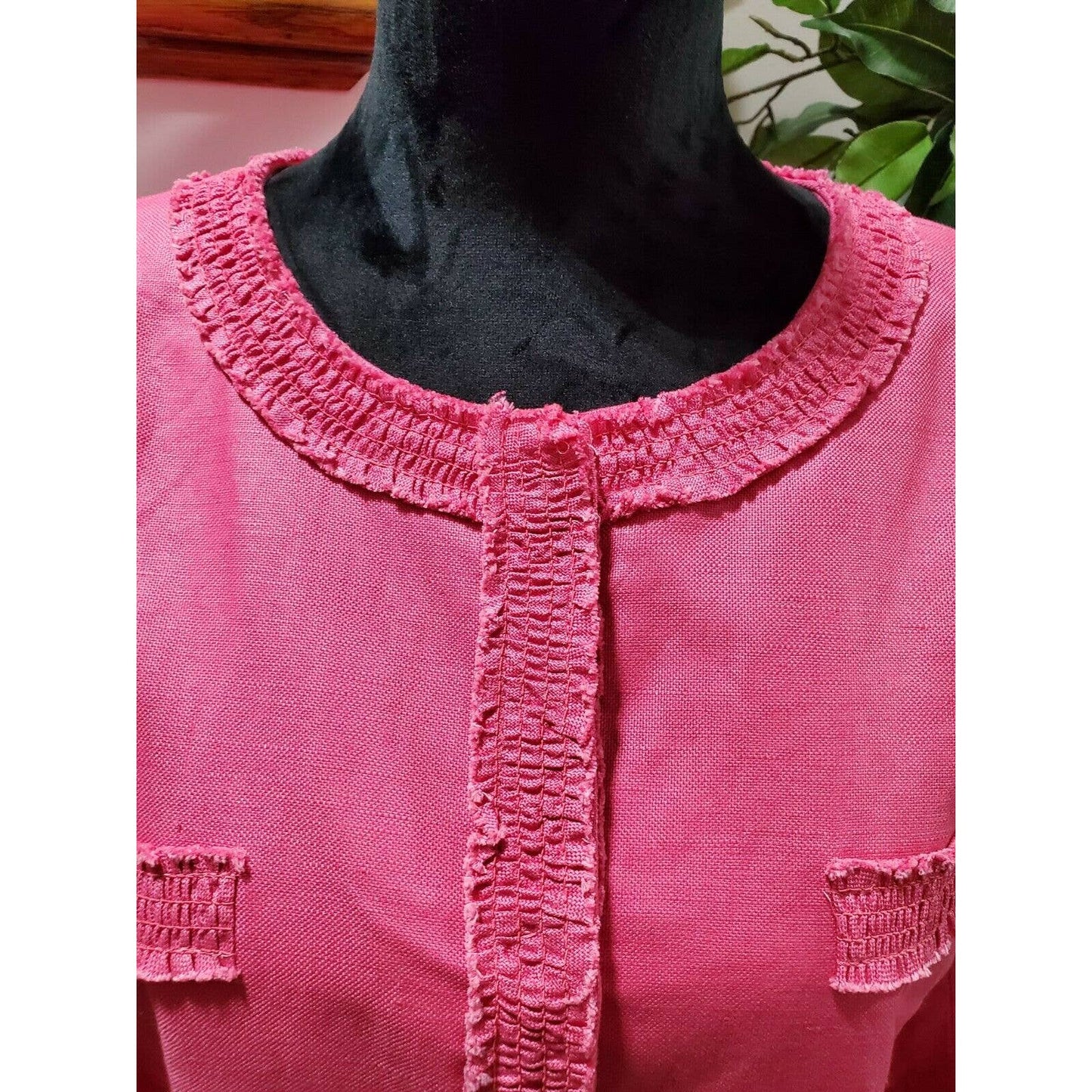 Talbots Women's Pink Linen & Cotton Long Sleeve Casual Jacket Blazer Size 20
