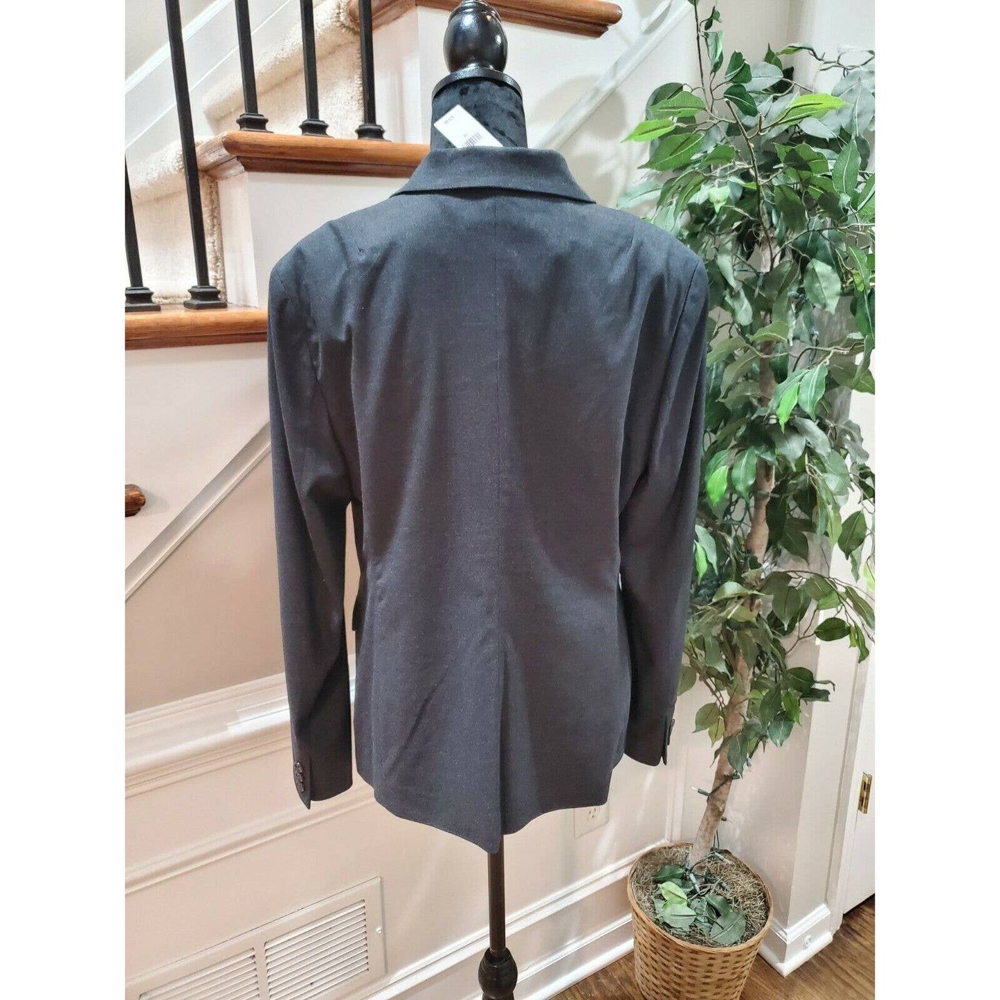 Newyork & Company Women's Black Rayon Long Sleeve Single Breasted Blazer Size 14